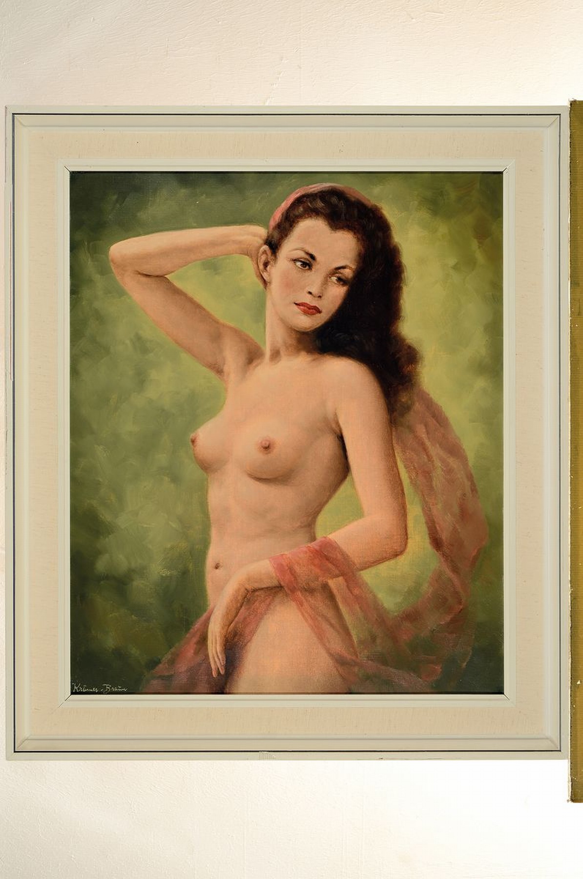 Detail l: Josef Krämer-Braun, 1913 - 1983, zwei Frauenakte, Öl/Lwd, signiert, beide rückseitig bezeichnet: a. "Die schöne Helena", ca. 60 x 50 ...