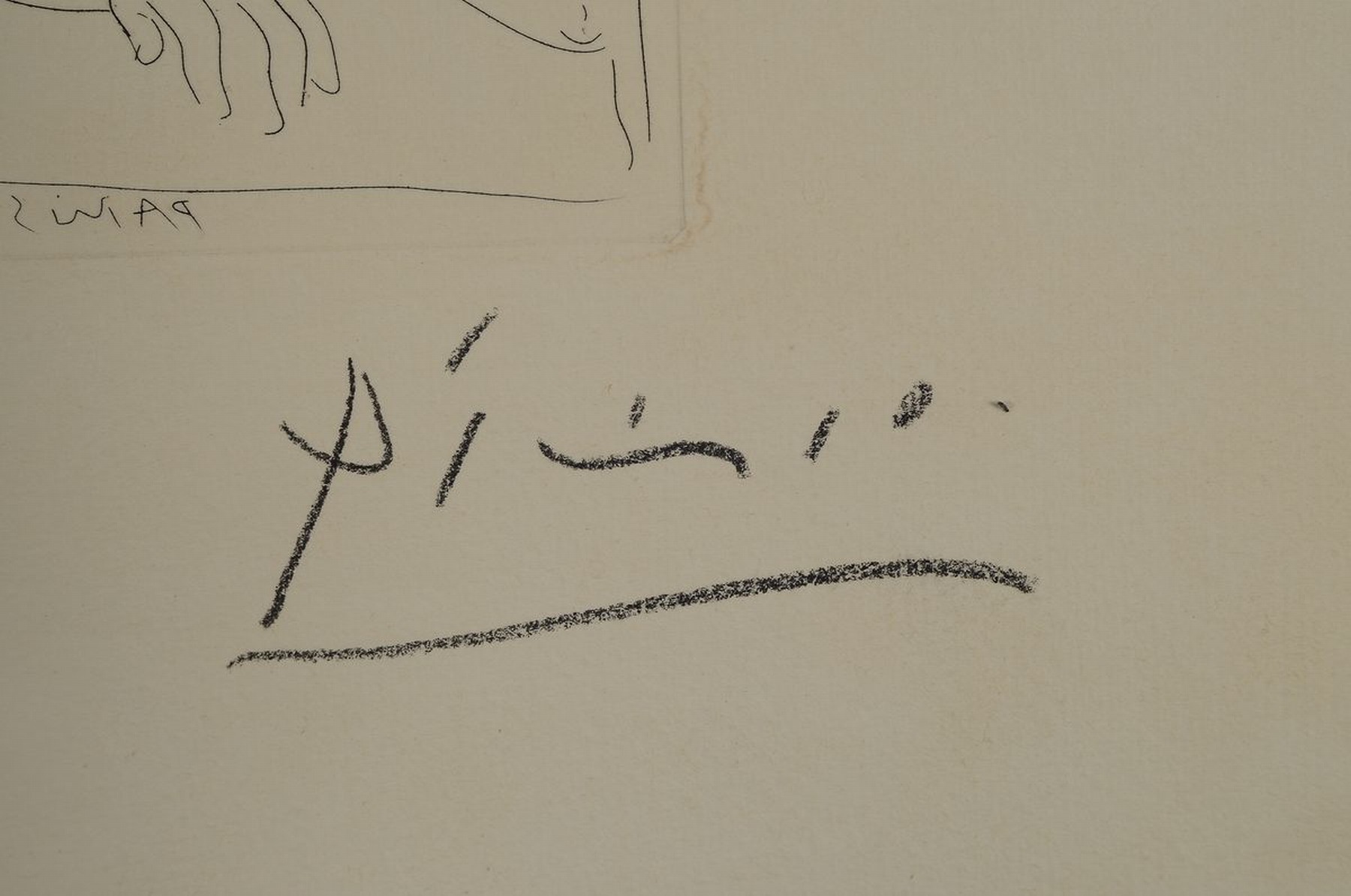 Detail a: Pablo Picasso, 1881-1973, famille des saltimbanques, aus: La Suite Vollard, Radierung auf chamois-farbenem Büttenpapier mit Vollard-Wasserzeichen, ...