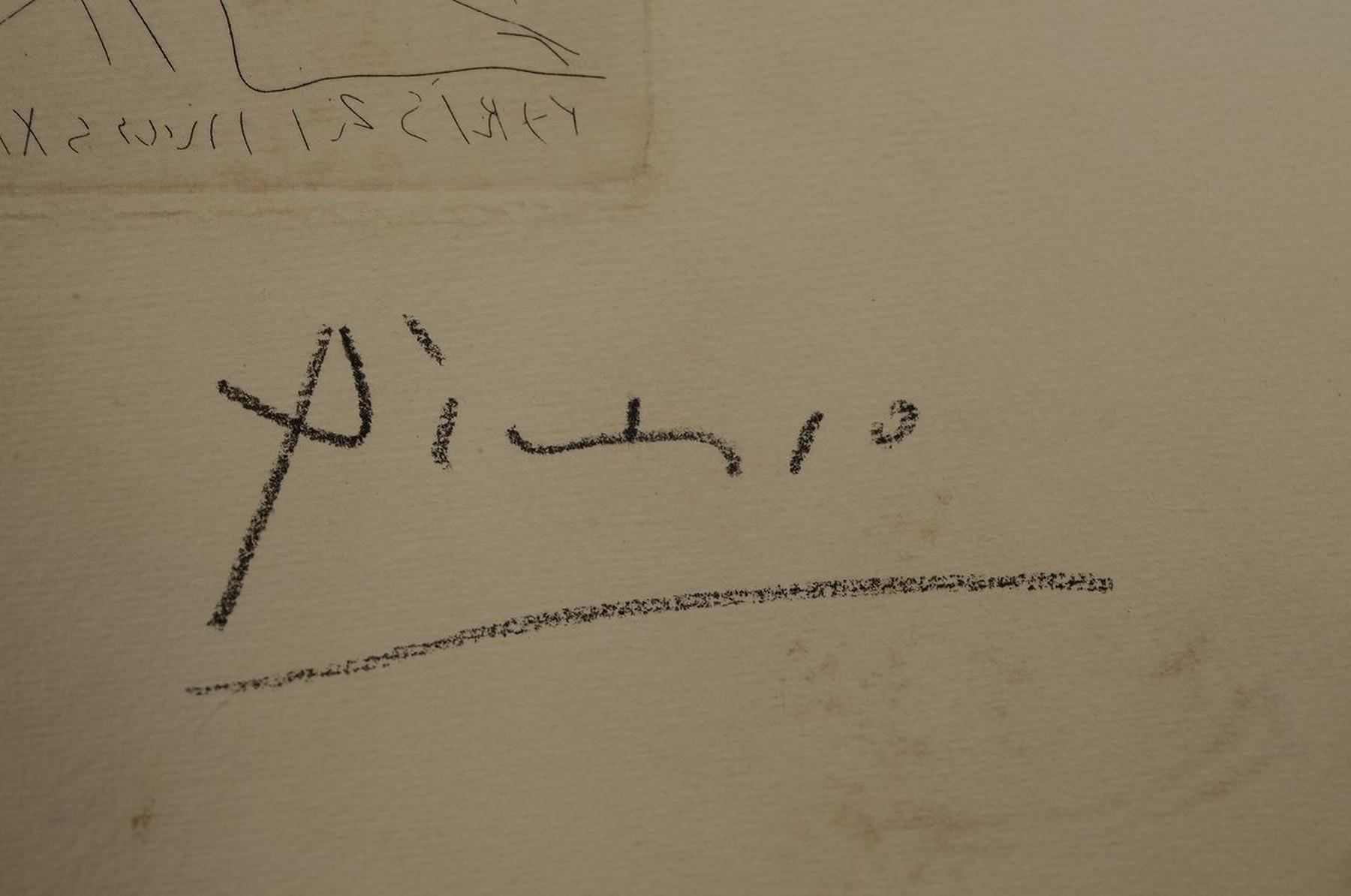 Detail a: Pablo Picasso, 1881-1973, Deux modeles vetus, Blatt Nr. 42 aus: La Suite Vollard, Radierung auf chamois-farbenem Büttenpapier mit ...