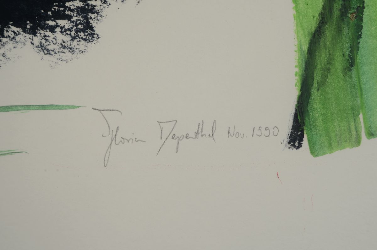 Detail b: Florian Depenthal, geb. 1955, Studium an derKunstakademie Karlsruhe, internationale Galerievertretung, hier: zwei abstrakte Kompositionen, OZ 1 und ...