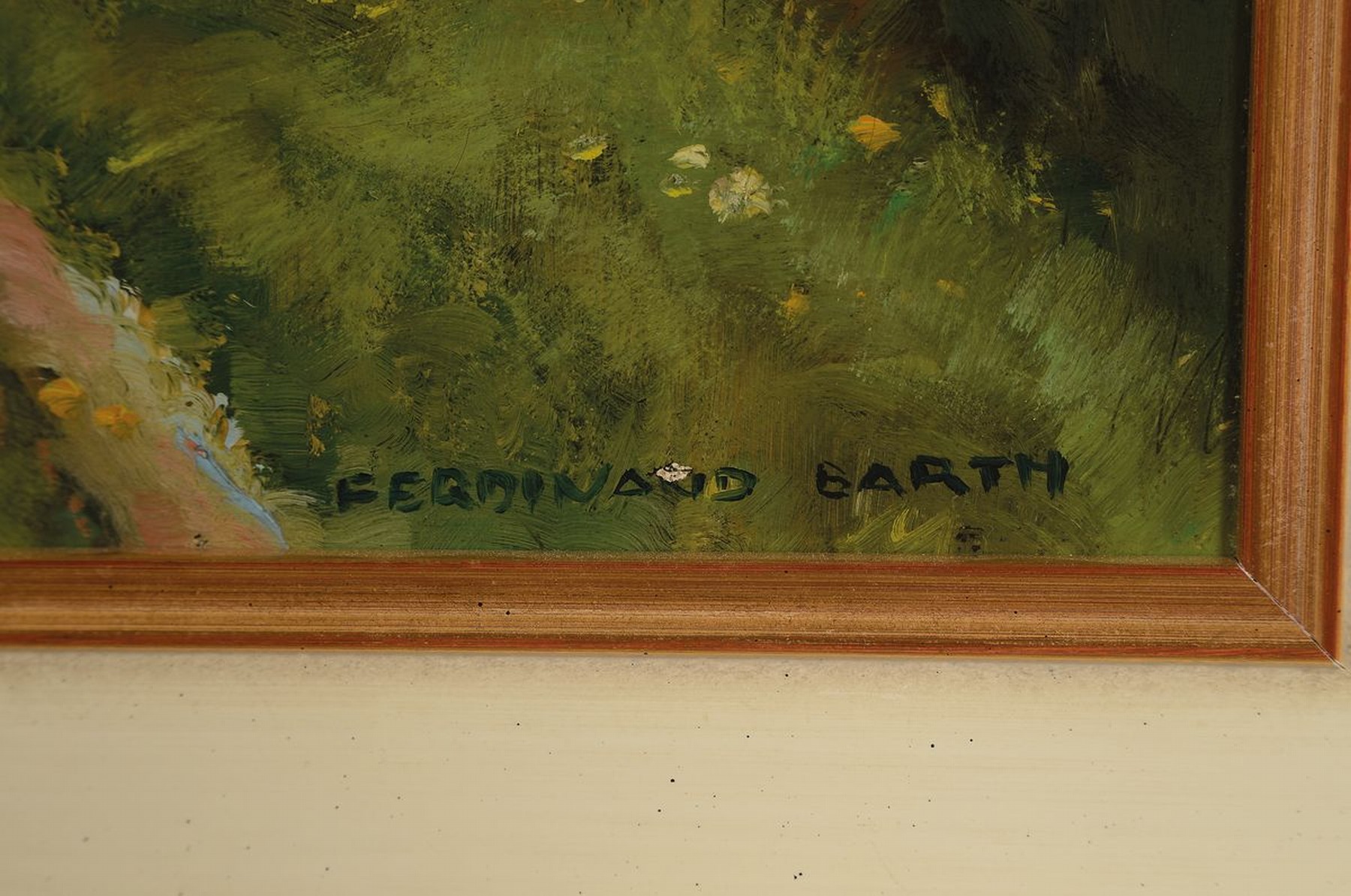 Detail a: Ferdinand Barth, 1902 Darmstadt-1979 Lautertal, Weg durch hügelige Landschaft, Öl/Lwd, rechts unten signiert, rückseitig nochmals signiert, dat. ...