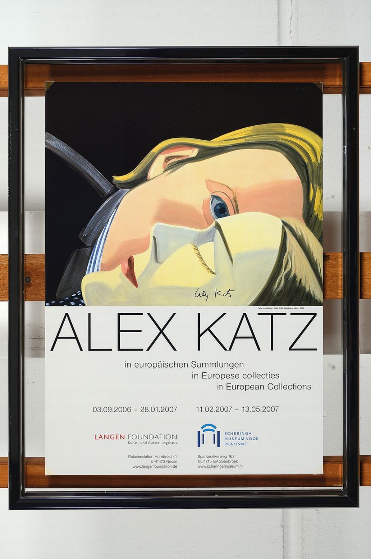 Detail k: Alex Katz, geb. 1927, "Peter and Linda", Langen Foundation Neuss 2006, Offsetlithografie, handsign., Blatt ca. 42x29 ,5 cm, unter Plexiglas ...