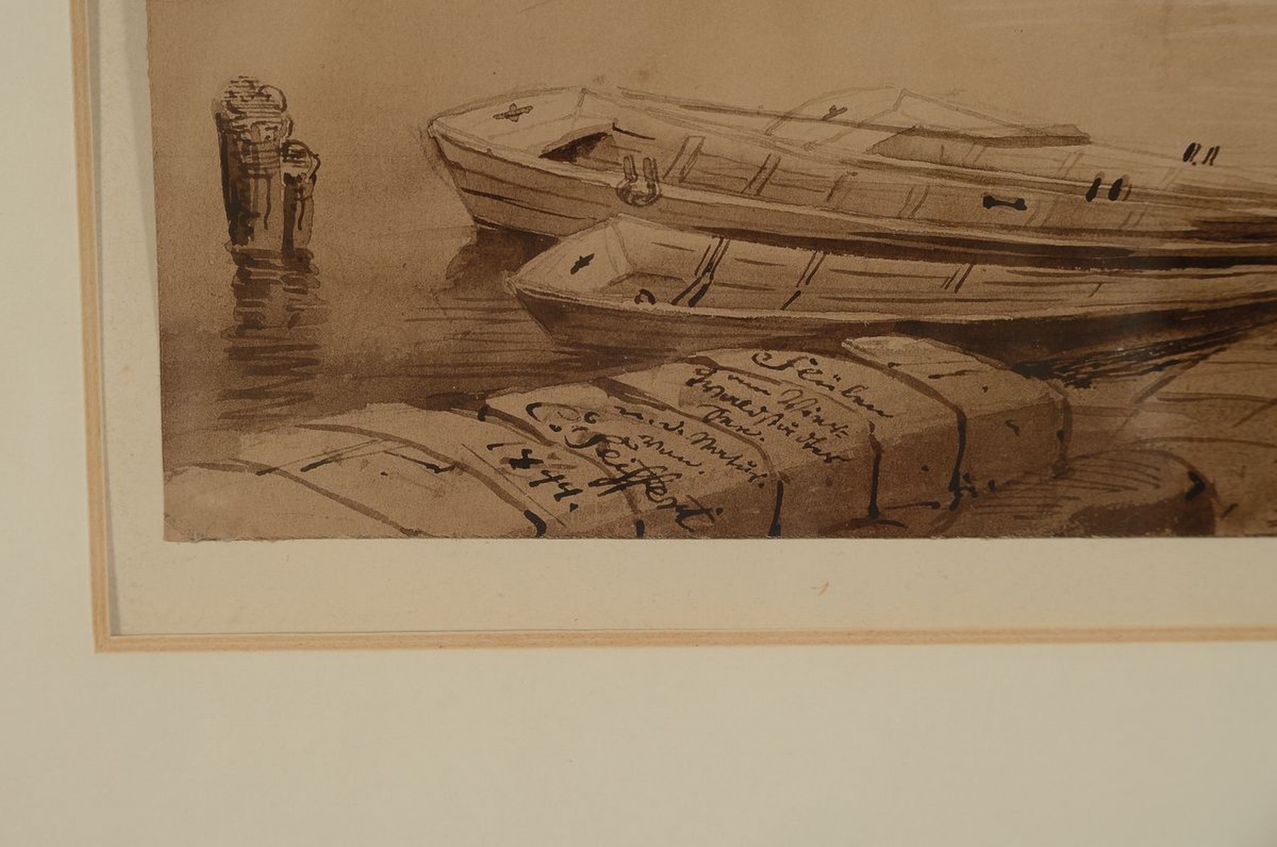 Detail a: Carl Friedrich Seiffert, 1809 Grünberg-1891 Berlin, Boote am Vierwaldstätter See, Aquarell auf Papier, links unten signiert und dat. 1844, ca. ...