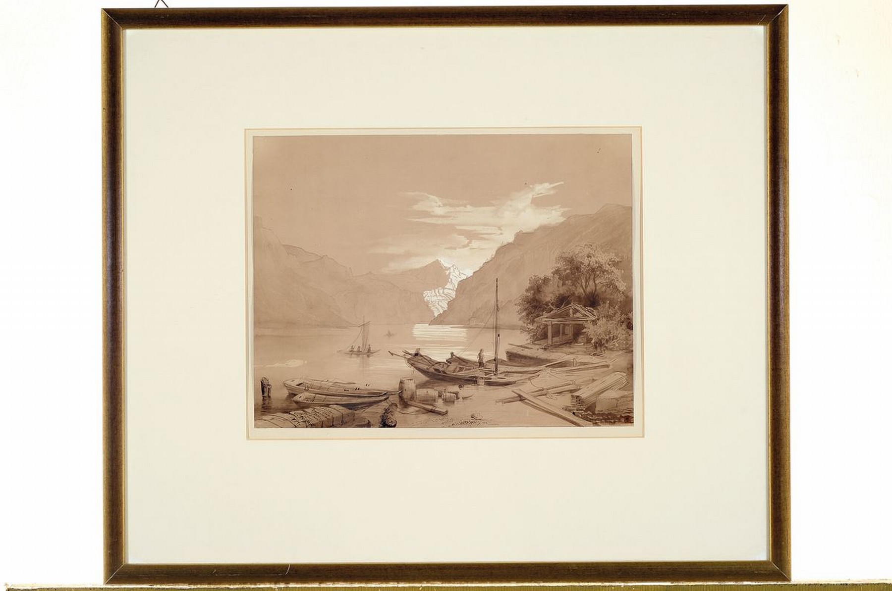 Detail k: Carl Friedrich Seiffert, 1809 Grünberg-1891 Berlin, Boote am Vierwaldstätter See, Aquarell auf Papier, links unten signiert und dat. 1844, ca. ...