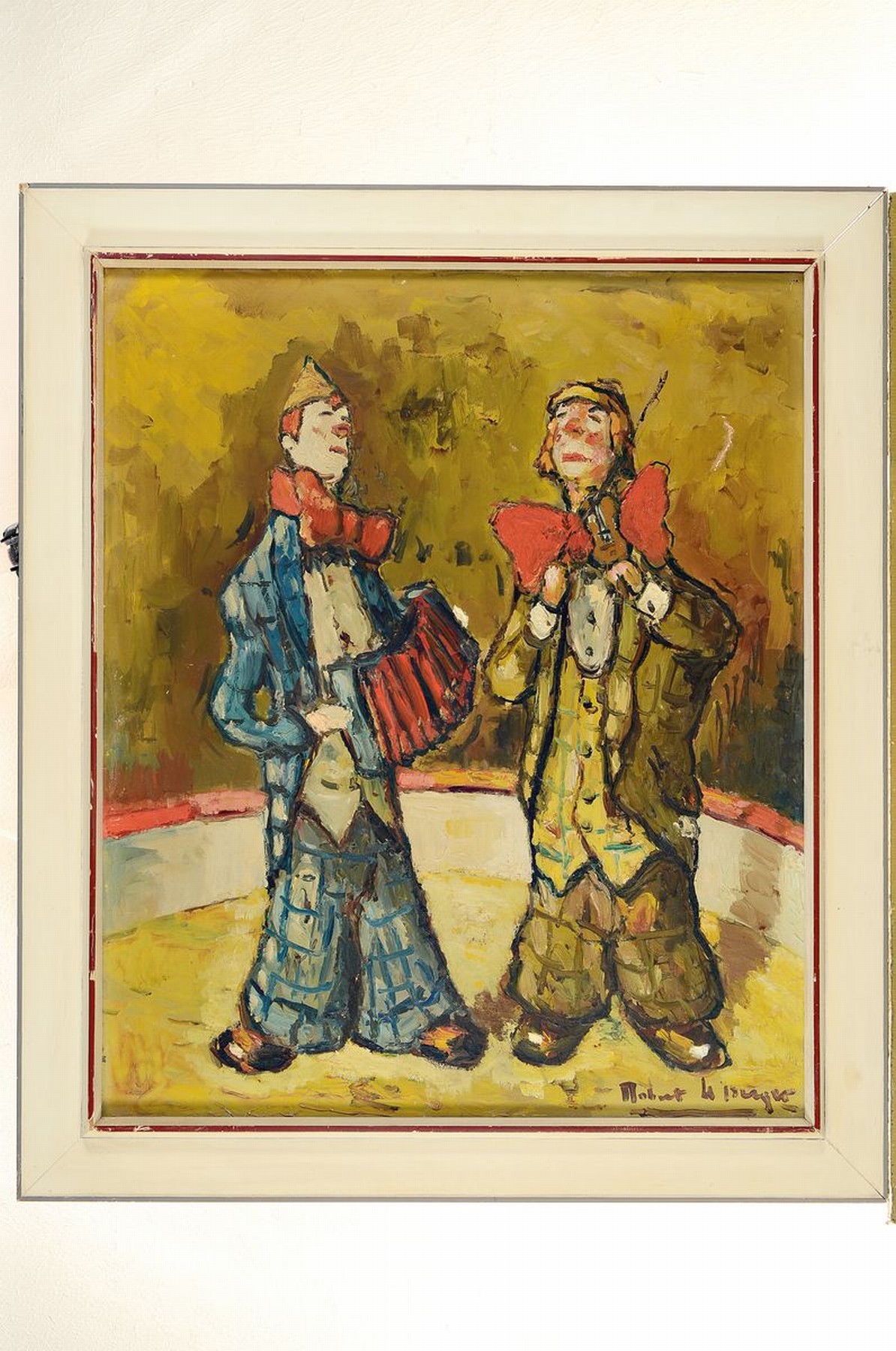 Detail k: Robert le Berger, 1905-1972, Les Clowns musicaux, rückseitig betitelt und dat. 1966, Öl/Lwd, rechts unten signiert, ca. 66x54cm, R. ca. 77x66cm