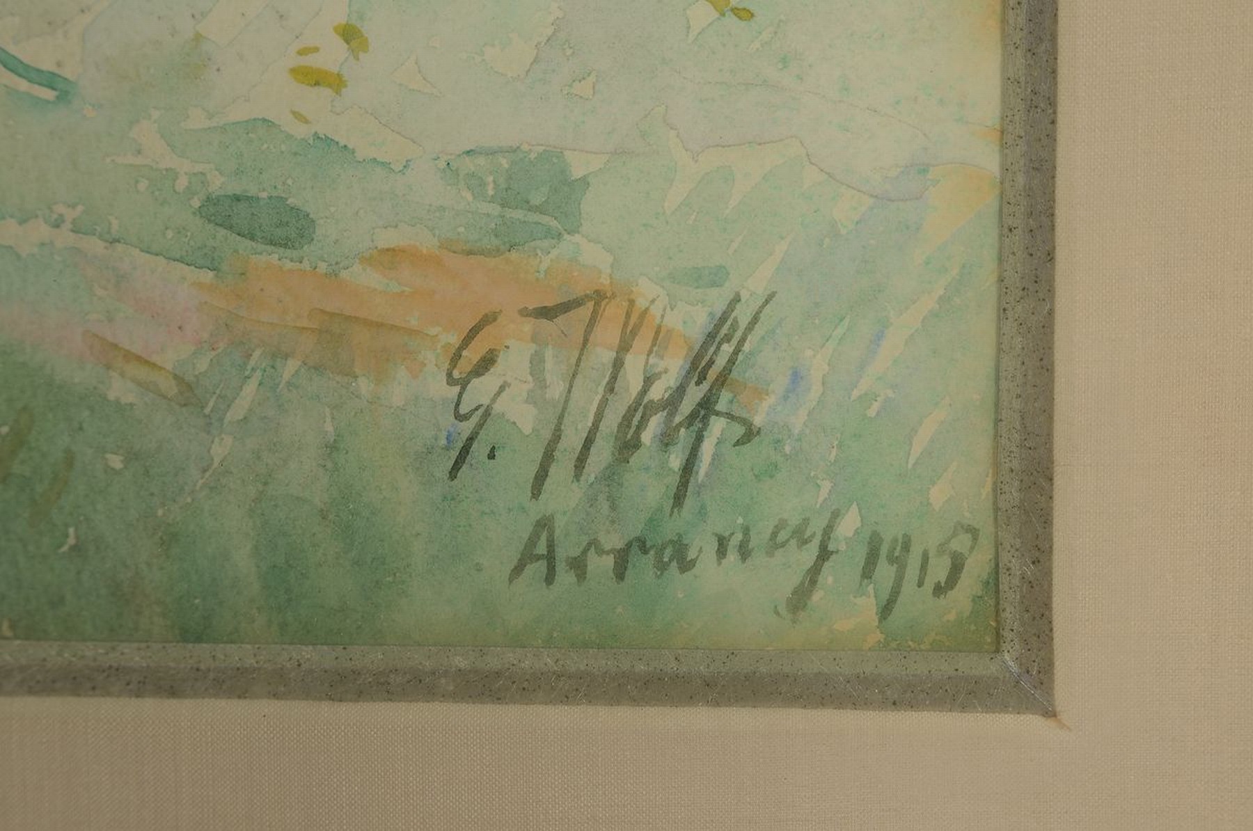 Detail a: Georg Wolf, 1882 Düsseldorf-1962 Uelzen, Blick auf Arrancy, Aquarell auf Papier, rechts unten signiert, bez. Arrancy und dat. 1915, ca. 33x45cm, PP, ...