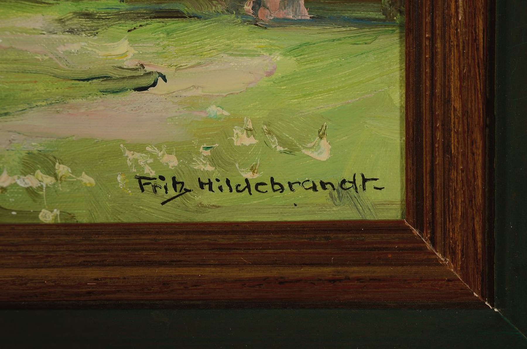 Detail a: Fritz Hildebrandt, 1878 Quedlinburg-1970, Frühling am Bodensee, blühende Bäume, Öl/Lwd/Hartfaser, rechts unten signiert, ca. 40x50cm, R. ca. ...