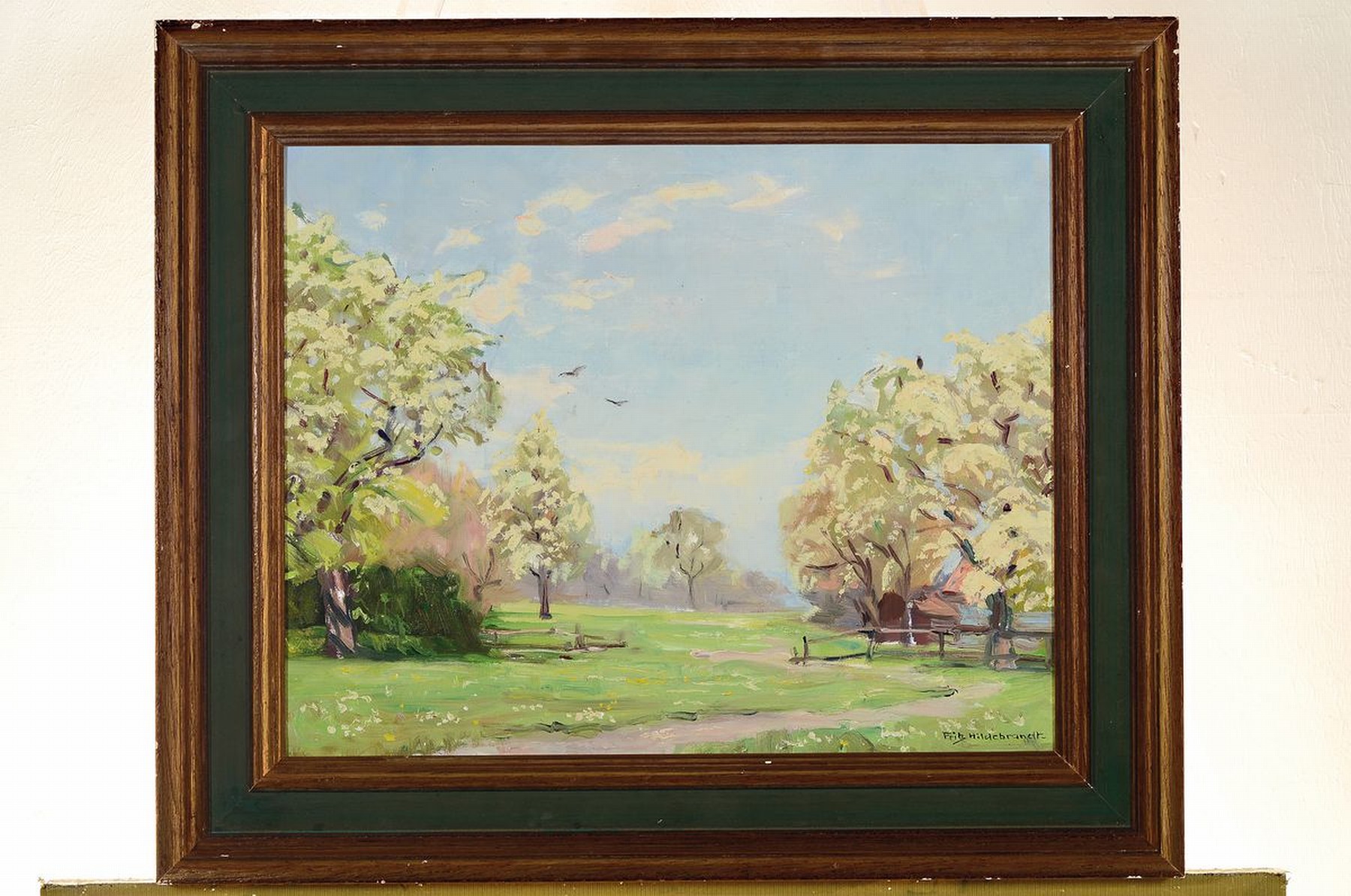 Detail k: Fritz Hildebrandt, 1878 Quedlinburg-1970, Frühling am Bodensee, blühende Bäume, Öl/Lwd/Hartfaser, rechts unten signiert, ca. 40x50cm, R. ca. ...