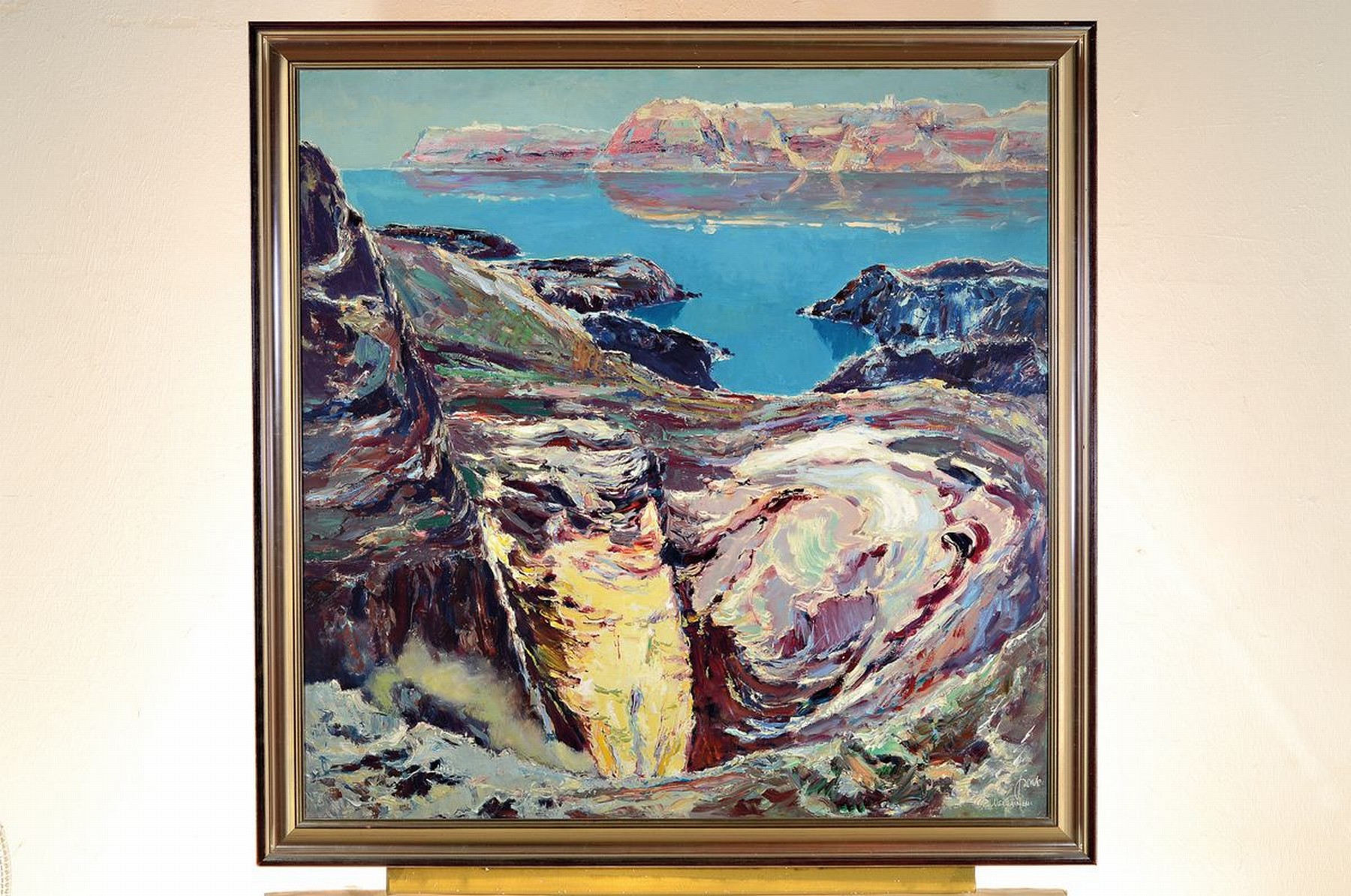 Detail k: Karl Graf, 1902-1986 Speyer, Santorin, Nea Kameni Vulkan, Öl/Hartfaser, rechts unten signiert und bez. Neagaimeni, ca. 100x100cm, R. ca. 114x114cm