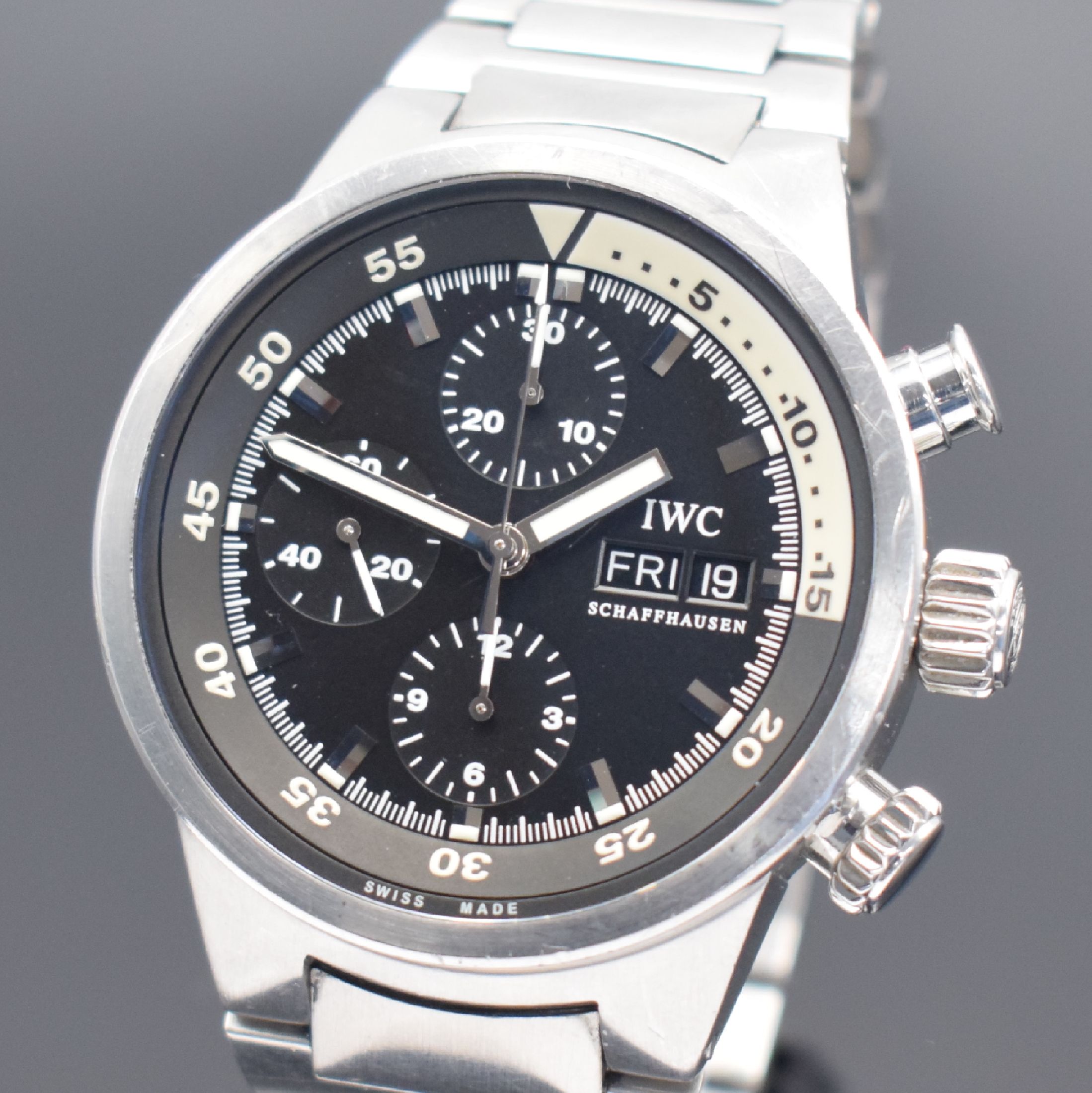 Detail a: IWC Aquatimer Herrenarmbanduhr mit Chronograph Referenz 3719, Schweiz 11/2007 lt. beil. Garantiekarte, Automatik, verschr. Gehäuse in Stahl inkl. ...