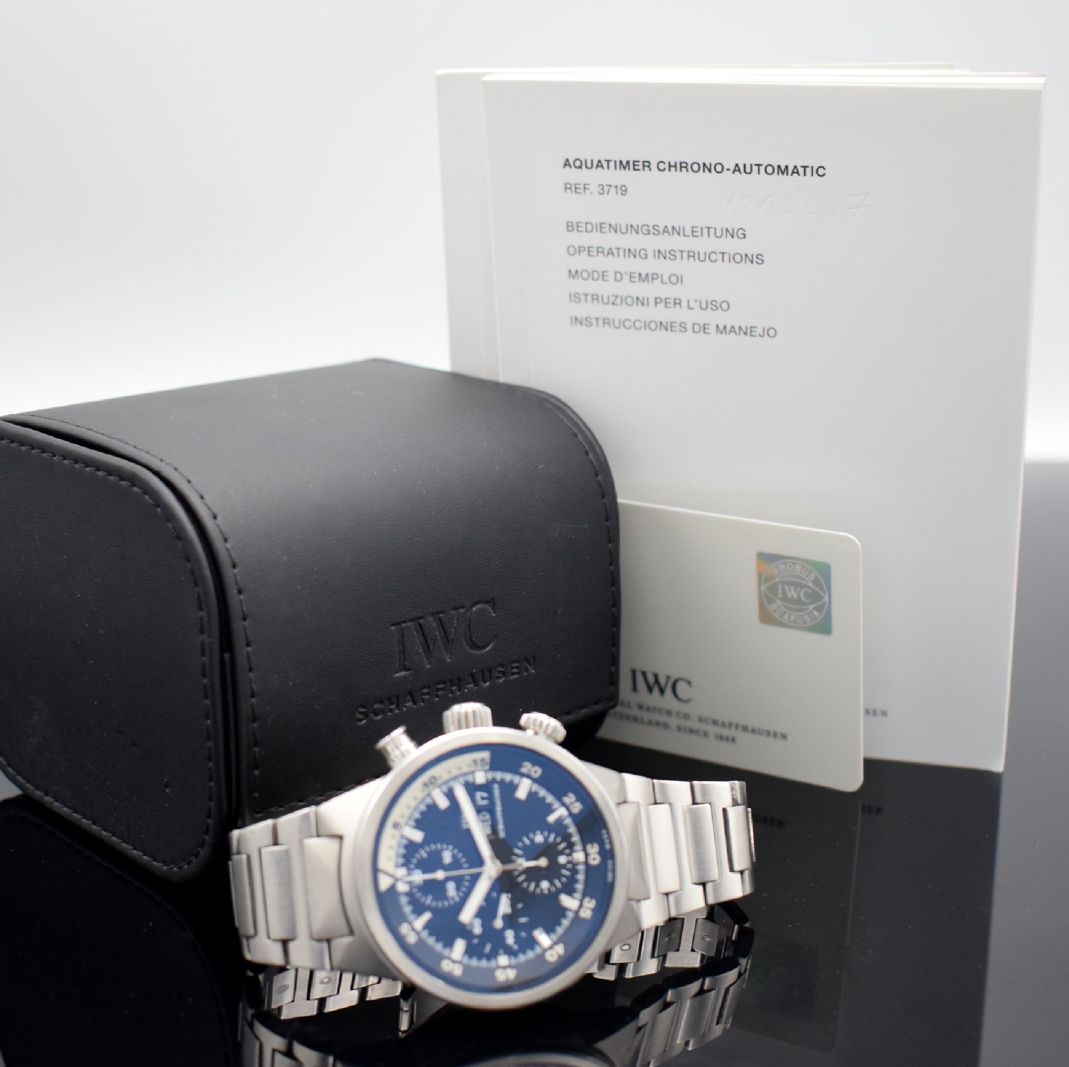 Detail f: IWC Aquatimer Herrenarmbanduhr mit Chronograph Referenz 3719, Schweiz 11/2007 lt. beil. Garantiekarte, Automatik, verschr. Gehäuse in Stahl inkl. ...