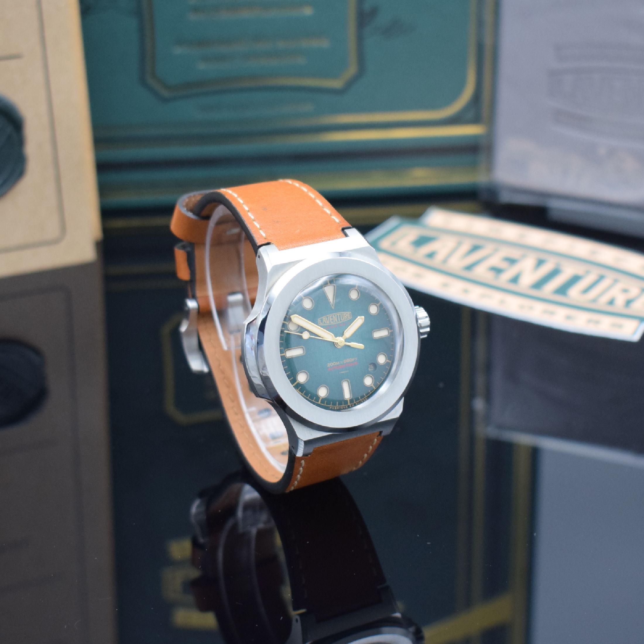 Detail b: LAVENTURE sehr seltene Armbanduhr Modell Marine, Automatik, ausverkauftes, auf 50 Stück limitiertes Sondermodell in Edelstahl inkl. orig. Lederband ...