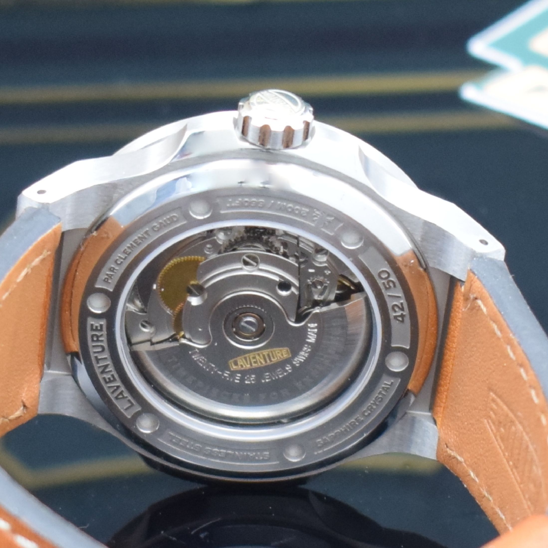 Detail e: LAVENTURE sehr seltene Armbanduhr Modell Marine, Automatik, ausverkauftes, auf 50 Stück limitiertes Sondermodell in Edelstahl inkl. orig. Lederband ...