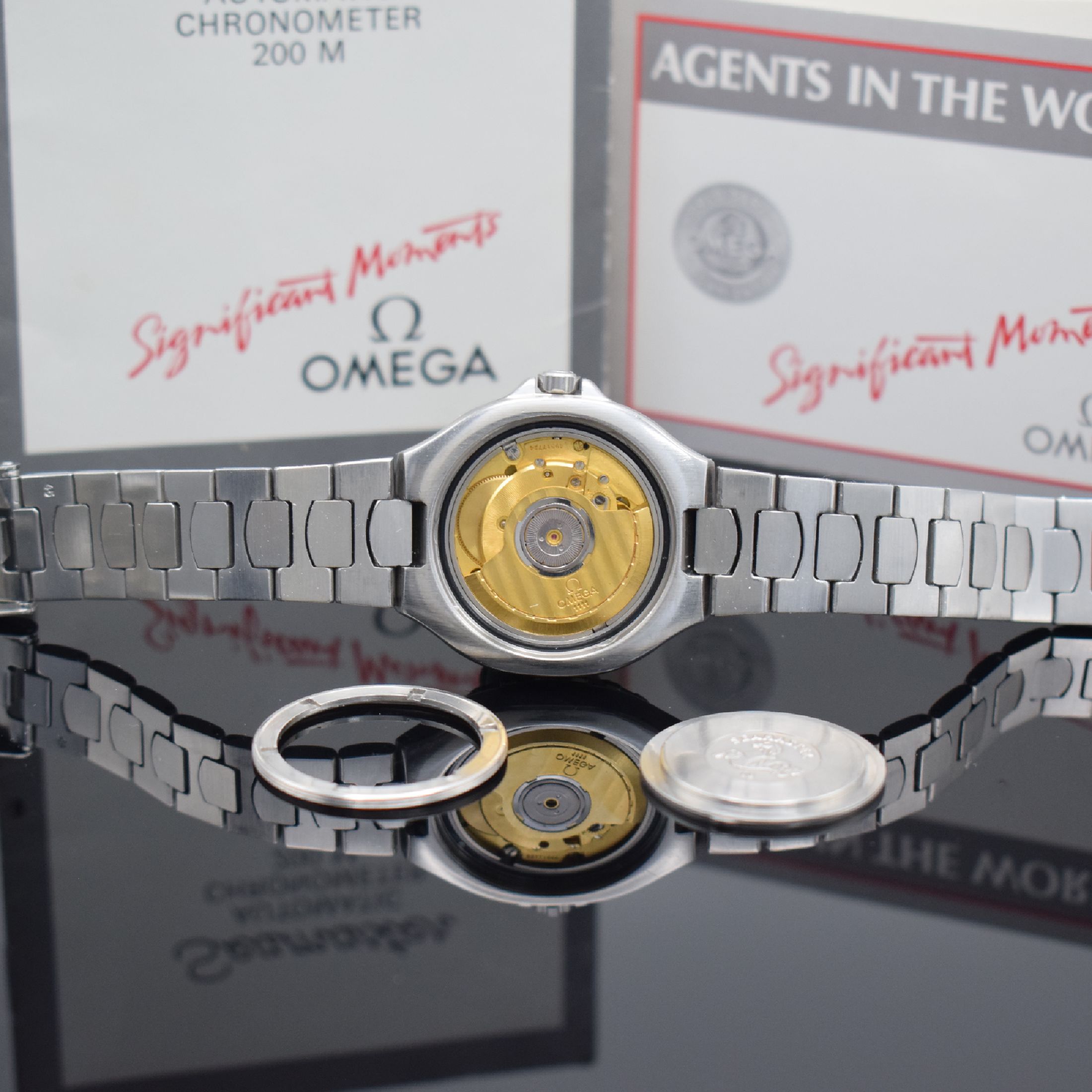 Detail d: OMEGA Chronometer Seamaster sogenannte Pre Bond Herrenarmbanduhr Referenz 3681042, Automatik, Schweiz um 1986, verschr. Edelstahlgeh. inkl. ...