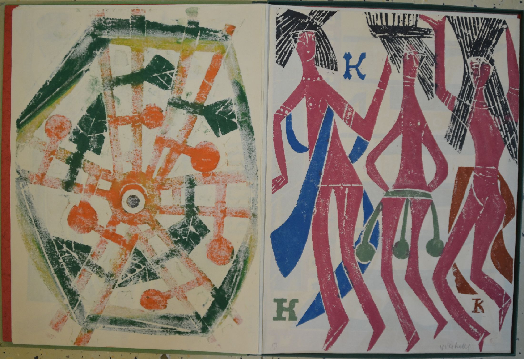 Detail q: HAP Grieshaber, 1901-1981: Mappe "dem Feuervogel", 1961, Verlag der Edition Rothe,Heidelberg, Handdruck Josua Reichert, 8 von ...