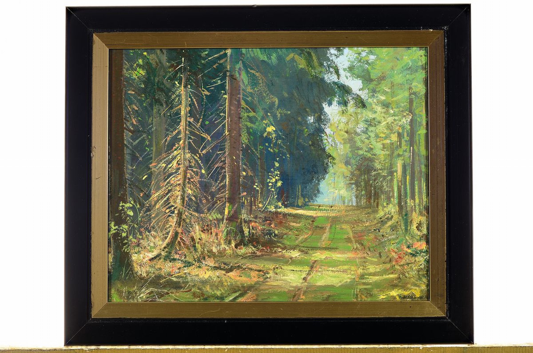 Detail k: Franz Josef Blaschke, 1916-1984 Köln, Im Oberbusch bei Ratingen, Öl/Papier, rechts unten signiert, rückseitig betitelt, ca. 24x30cm, R. ca. 30x36cm