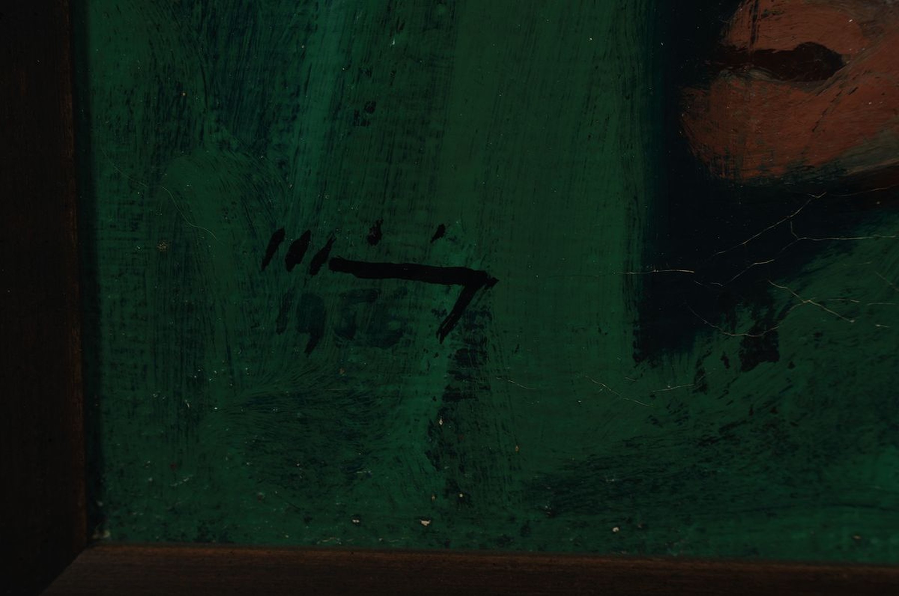 Detail a: Waltr Meinig, 1902 Dresden-1987 Freiburg, Der Hl. Franziskus inmitten der Tiere, Öl/Lwd, links unten sign., dat., R. gesamt ca. 115x64 cm