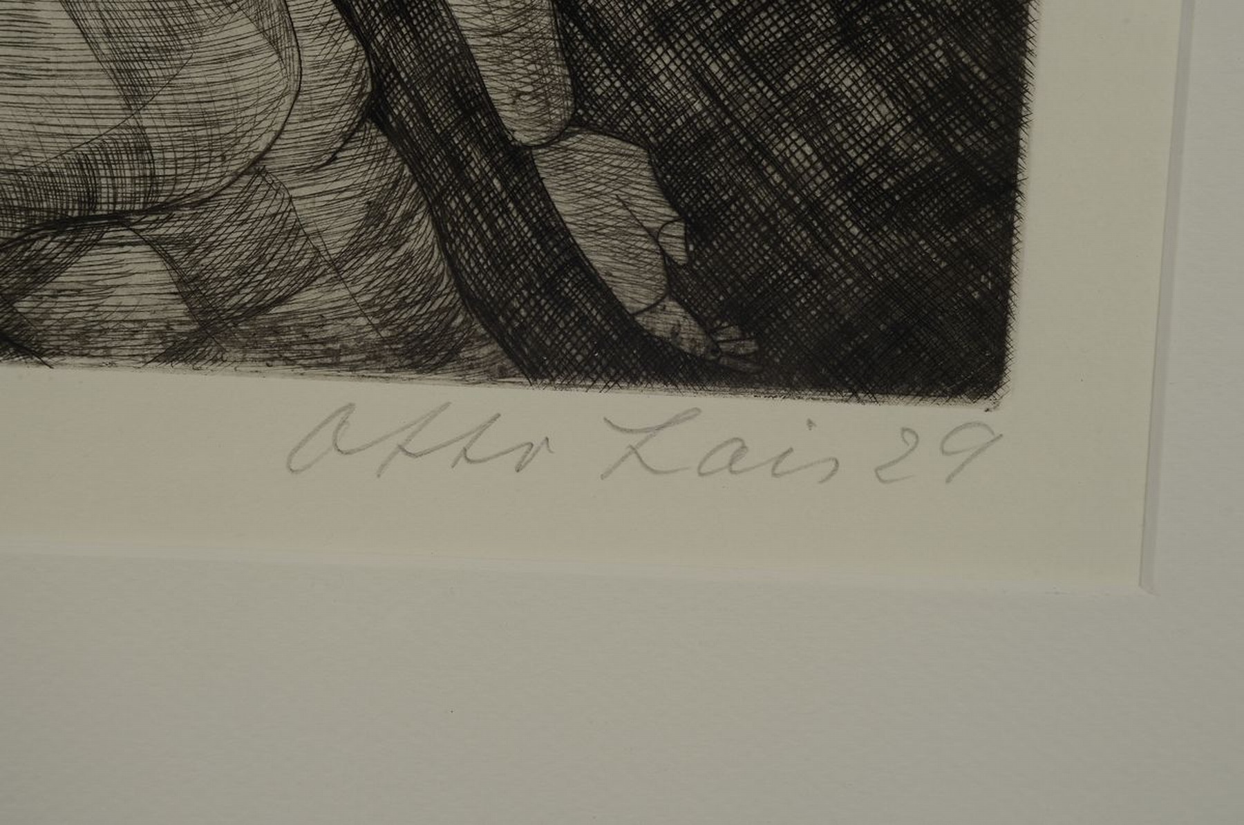 Detail a: Otto Lais, 1897-1988, Hexensabbat, Radierung von 1929, handsigniert und num. 14/66, Platte ca. 27x36cm, gesamt ca. 58x5x 46cm