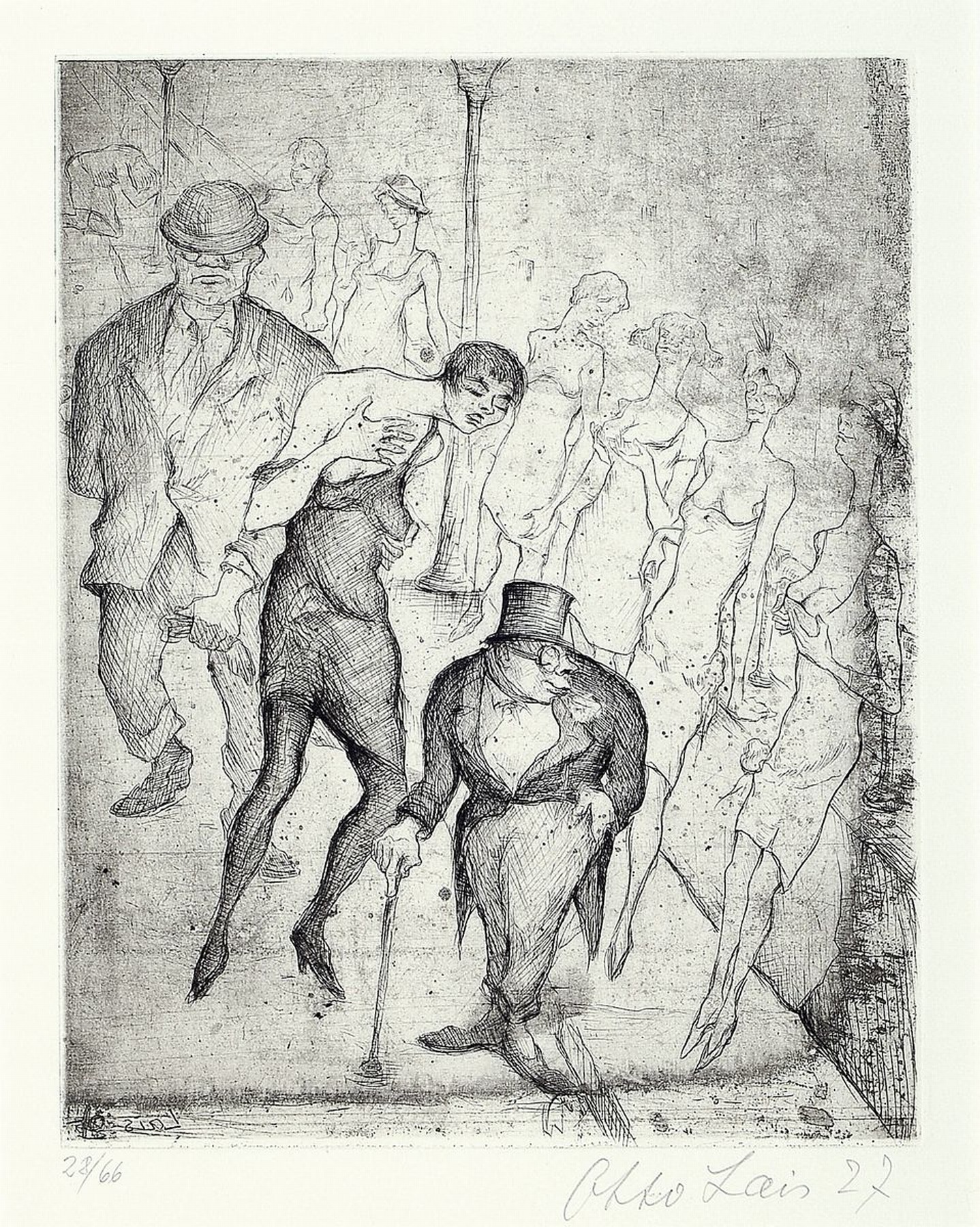 Otto Lais, 1897-1988, Radierung von 1927, handsigniert und num. 28/66, Platte ca. 28x22 cm, gesamt ca. 59x45 cm