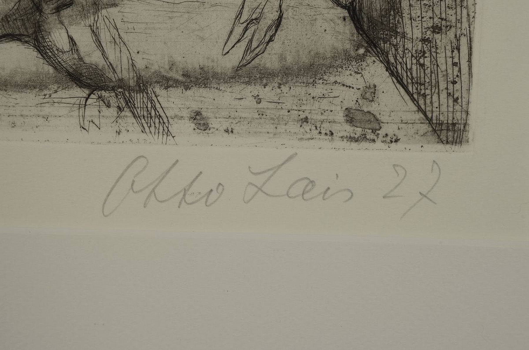 Detail a: Otto Lais, 1897-1988, Radierung von 1927, handsigniert und num. 28/66, Platte ca. 28x22 cm, gesamt ca. 59x45 cm