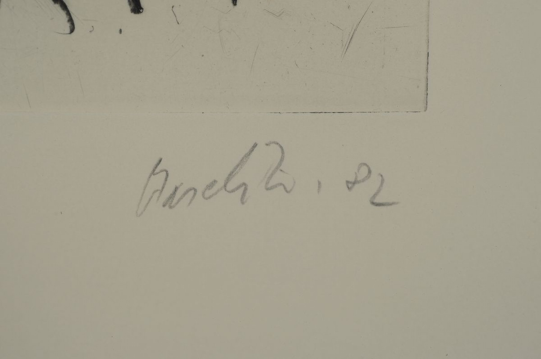 Detail a: Georg Baselitz, geb. 1938, Ohne Titel, Radierung von 1982, handsigniert, dat. und num. VI/XIIIm, Platte ca. 32x24,5 cm, gesamt ca. 71,5x53,5 cm