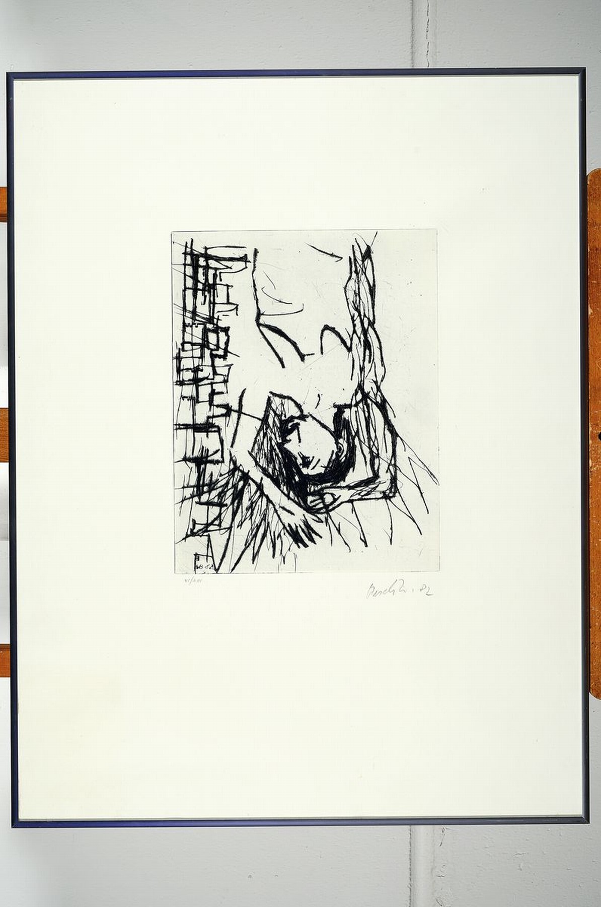 Detail k: Georg Baselitz, geb. 1938, Ohne Titel, Radierung von 1982, handsigniert, dat. und num. VI/XIIIm, Platte ca. 32x24,5 cm, gesamt ca. 71,5x53,5 cm