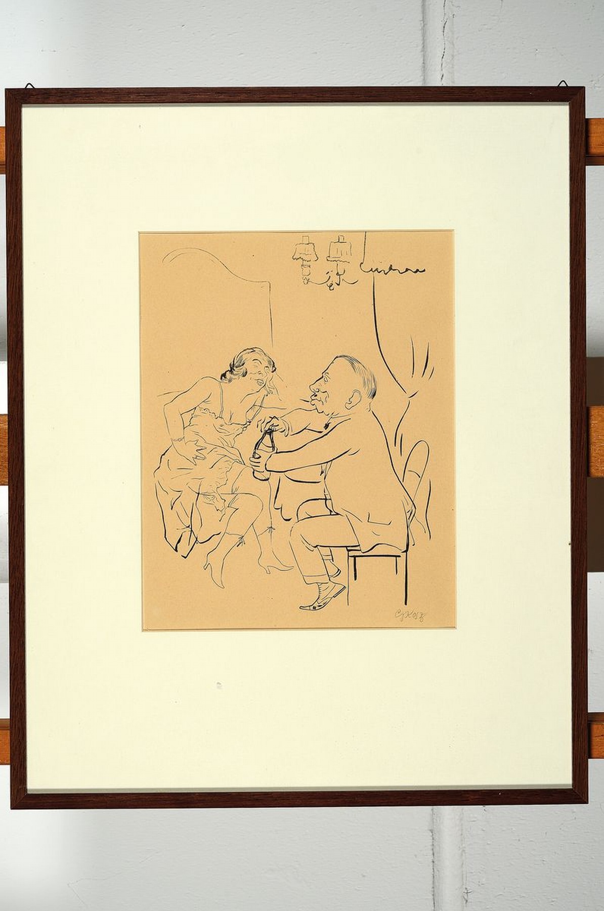 Detail k: George Grosz, 1893-1959, Lithographie, handsigniert, leicht gebräunt, unter Glas gerahmt, gesamt ca. 51x41 cm