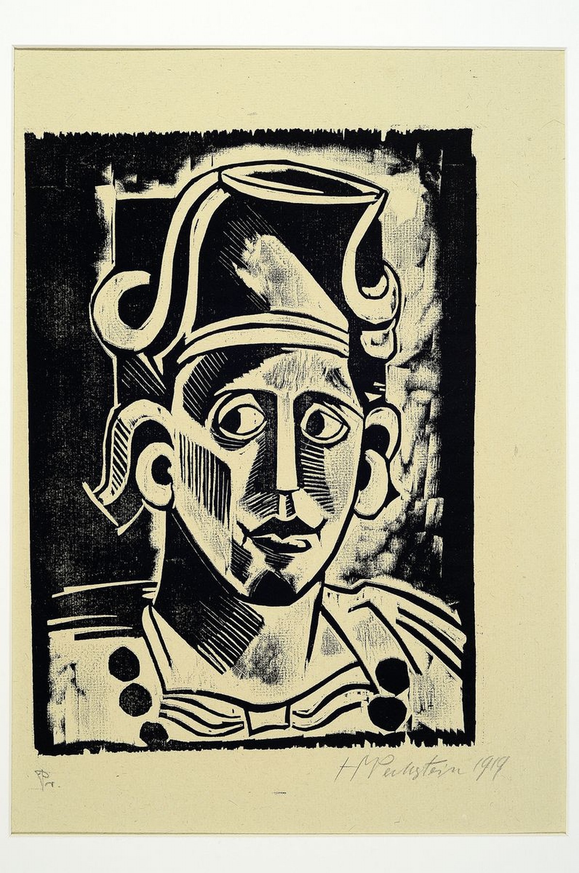 Detail k: Hermann Max Pechstein, 1881-1955, Holzschnitt aus der Serie exotische Köpfe, handsigniert und dat. 1919, bez.: Pr. für Probedruck, gesamt ca. 59x45 ...
