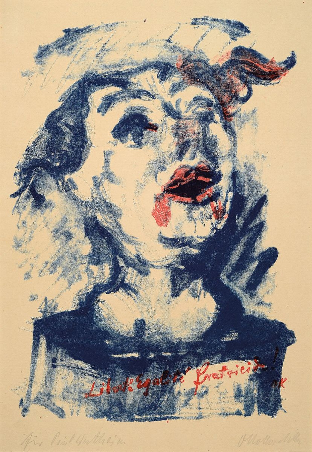 Oskar Kokoschka, 1886-1980, Das Prinzip, Farblithographie von handsigniert, Blatt ca. 41x31 cm, PP, gesamt ca. 63x49 cm