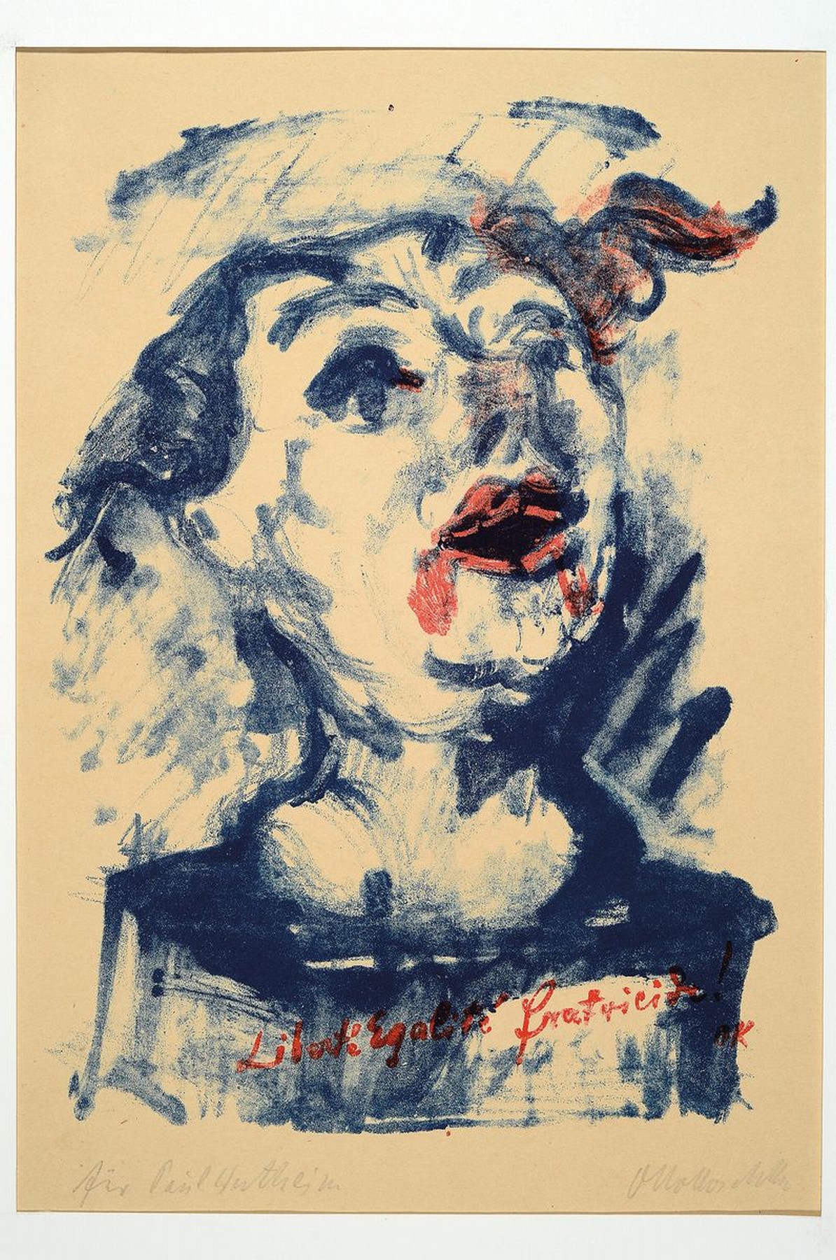 Detail k: Oskar Kokoschka, 1886-1980, Das Prinzip, Farblithographie von handsigniert, Blatt ca. 41x31 cm, PP, gesamt ca. 63x49 cm