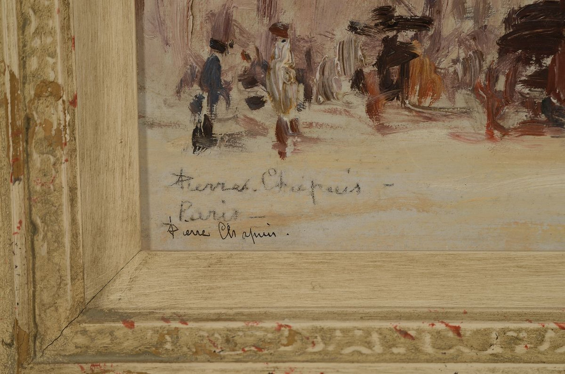 Detail a: Pierre Chapuis, 1863-1942, Ansicht aus Paris, Öl/Malkarton, links unten sign. und bez. Paris, ca. 15.5x24cm, R. ca. 31x39cm