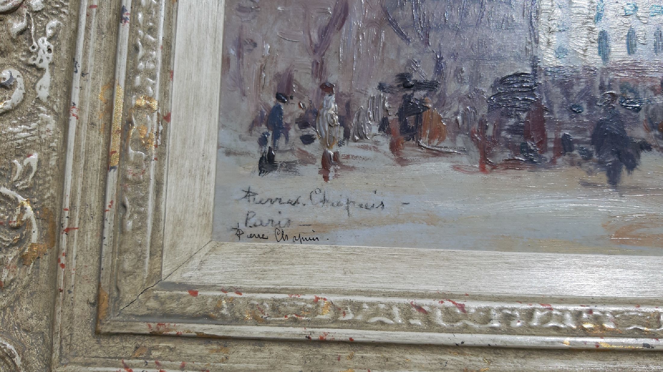 Detail c: Pierre Chapuis, 1863-1942, Ansicht aus Paris, Öl/Malkarton, links unten sign. und bez. Paris, ca. 15.5x24cm, R. ca. 31x39cm