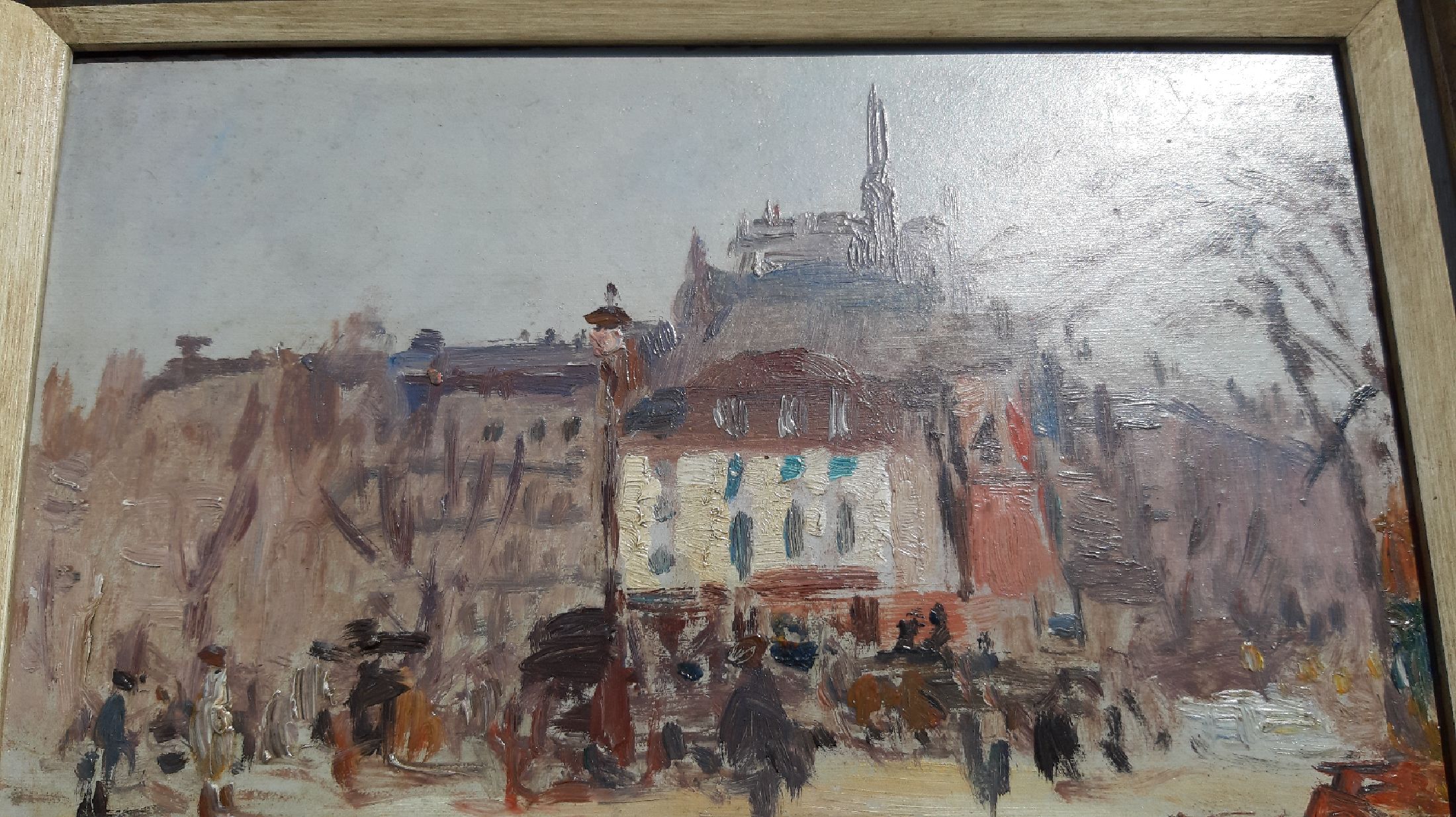 Detail e: Pierre Chapuis, 1863-1942, Ansicht aus Paris, Öl/Malkarton, links unten sign. und bez. Paris, ca. 15.5x24cm, R. ca. 31x39cm
