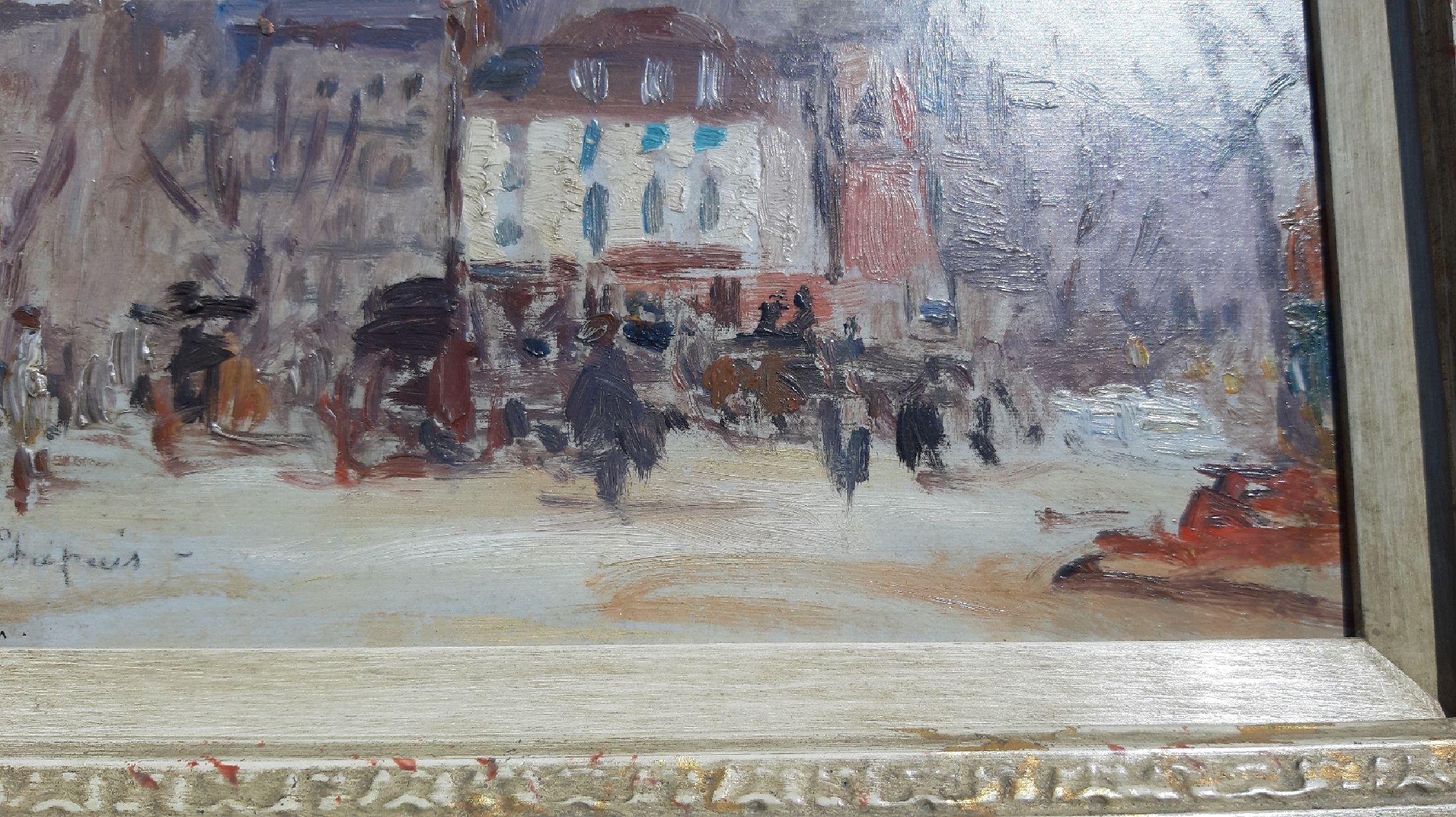 Detail g: Pierre Chapuis, 1863-1942, Ansicht aus Paris, Öl/Malkarton, links unten sign. und bez. Paris, ca. 15.5x24cm, R. ca. 31x39cm