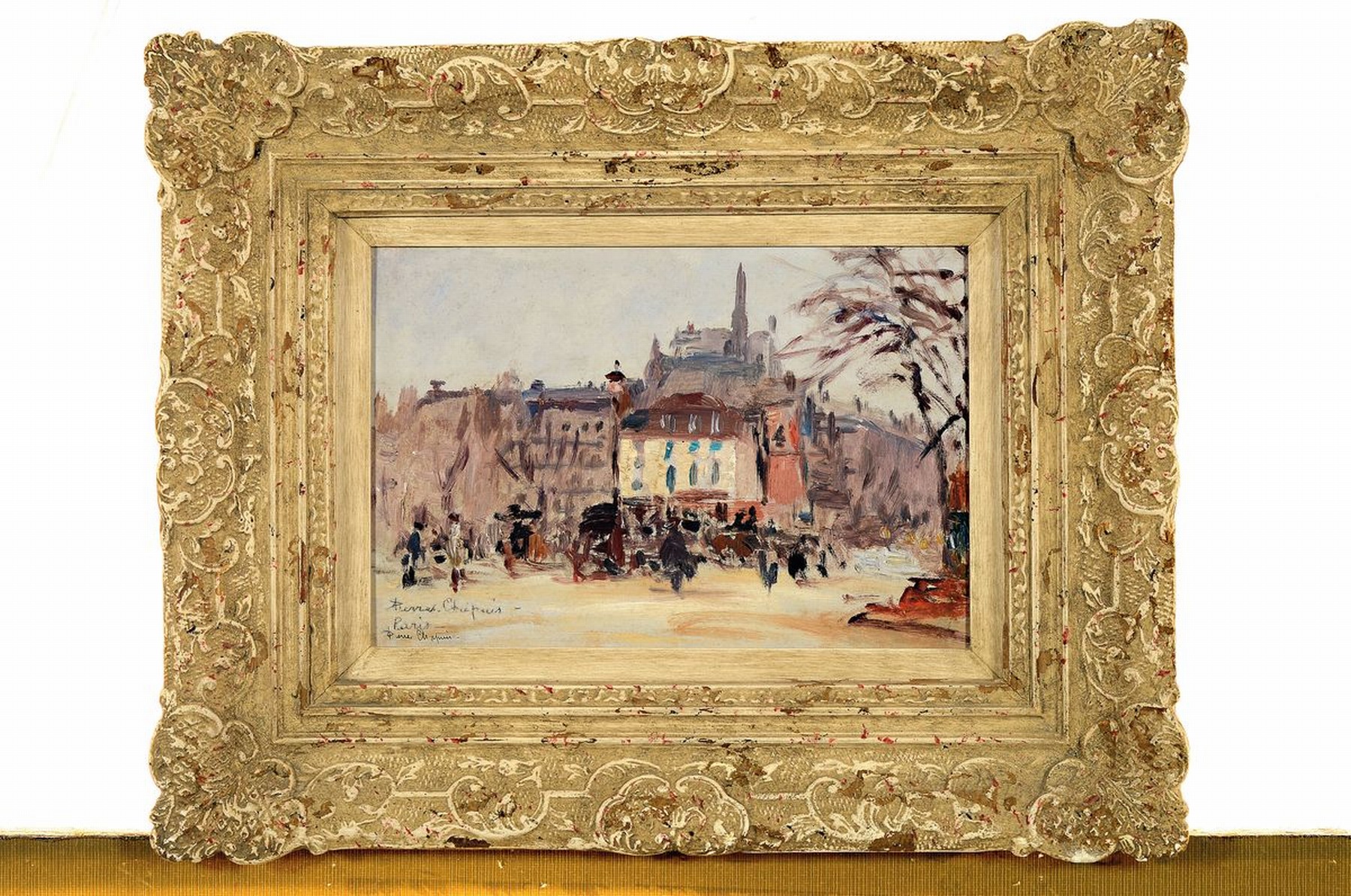 Detail k: Pierre Chapuis, 1863-1942, Ansicht aus Paris, Öl/Malkarton, links unten sign. und bez. Paris, ca. 15.5x24cm, R. ca. 31x39cm