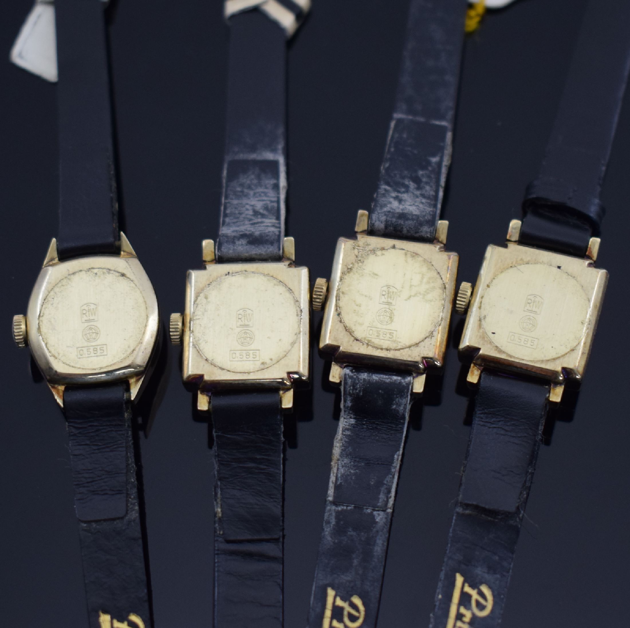 Detail b: 6 Primato & 1 Oebra Damenarmbanduhren in GG 585/000 aus Lagerbestand, Schweiz um 1950- 1960, alle Handaufzug, Geh. teils angel., Böden gedr., silb. ...