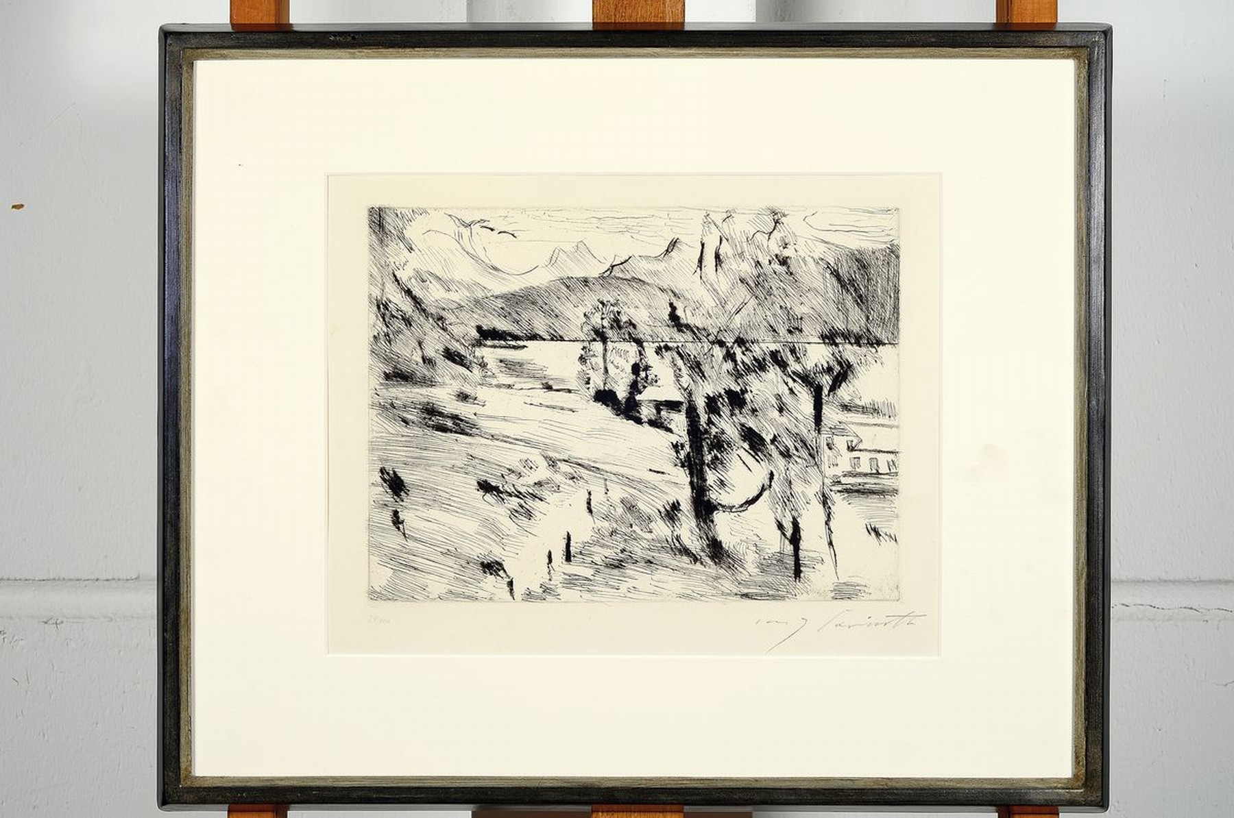 Detail k: Lovis Corinth, 1858-1925, "Walchenseelandschaft", 1919-23, Radierung rechts unten mit Bleistift handsign., num. 28/100, WVZ Müller 729, ...