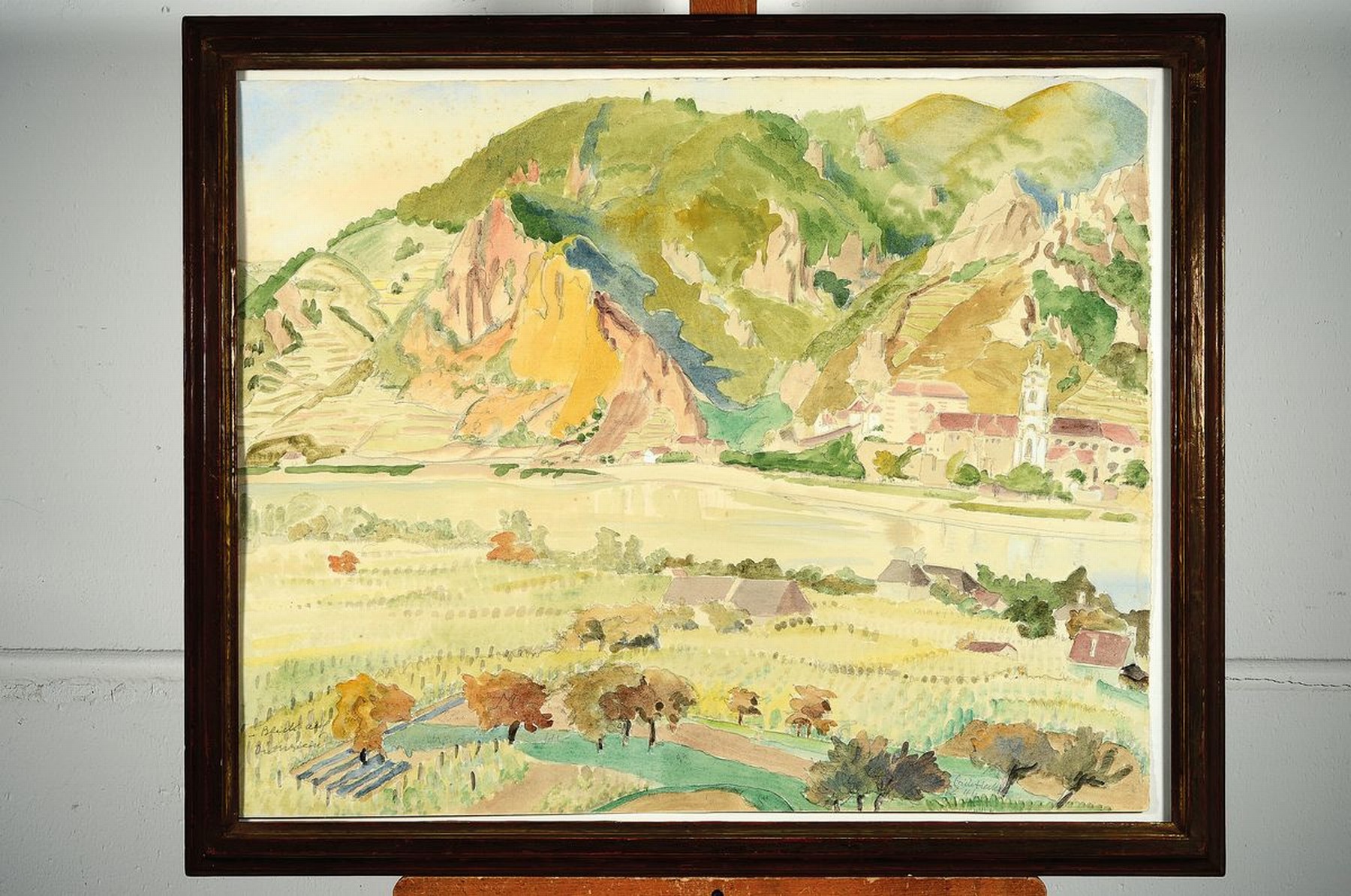 Detail k: Erich Heckel, 1883-1970, Aquarell, "Blick auf Dürnstein aus dem Jahre 1941, sign., dat. Erich Heckel 41, Die Arbeit ist im Werkarchiv Nachlass ...