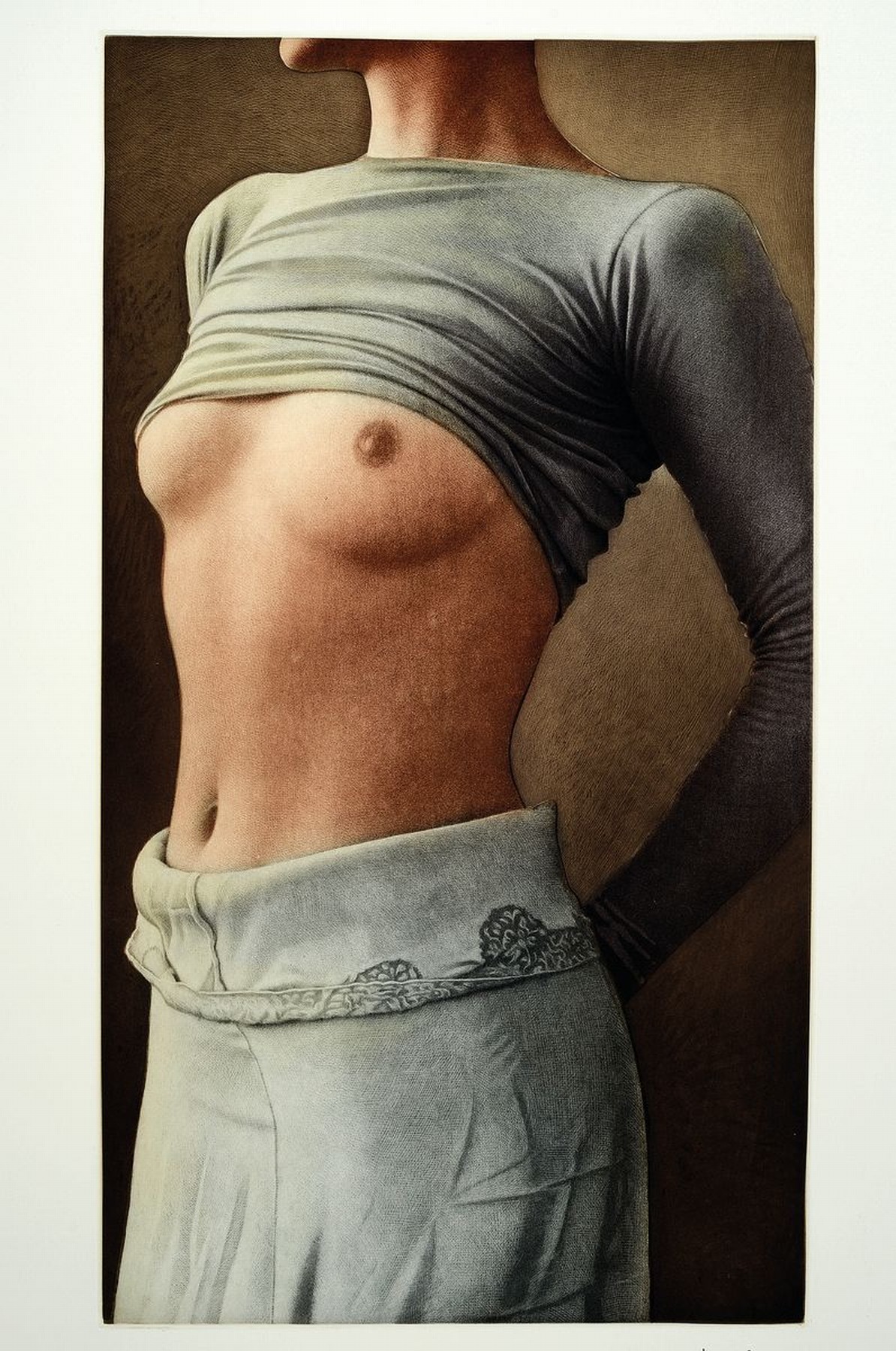 Detail k: Willi Kissmer, 1951-2018, Radierung, Akt im Rock, re. u. Stempelsignatur, auf der Rückseite mit Nachlassstempel von Willi Kissmer, Platte 58x32,5 cm