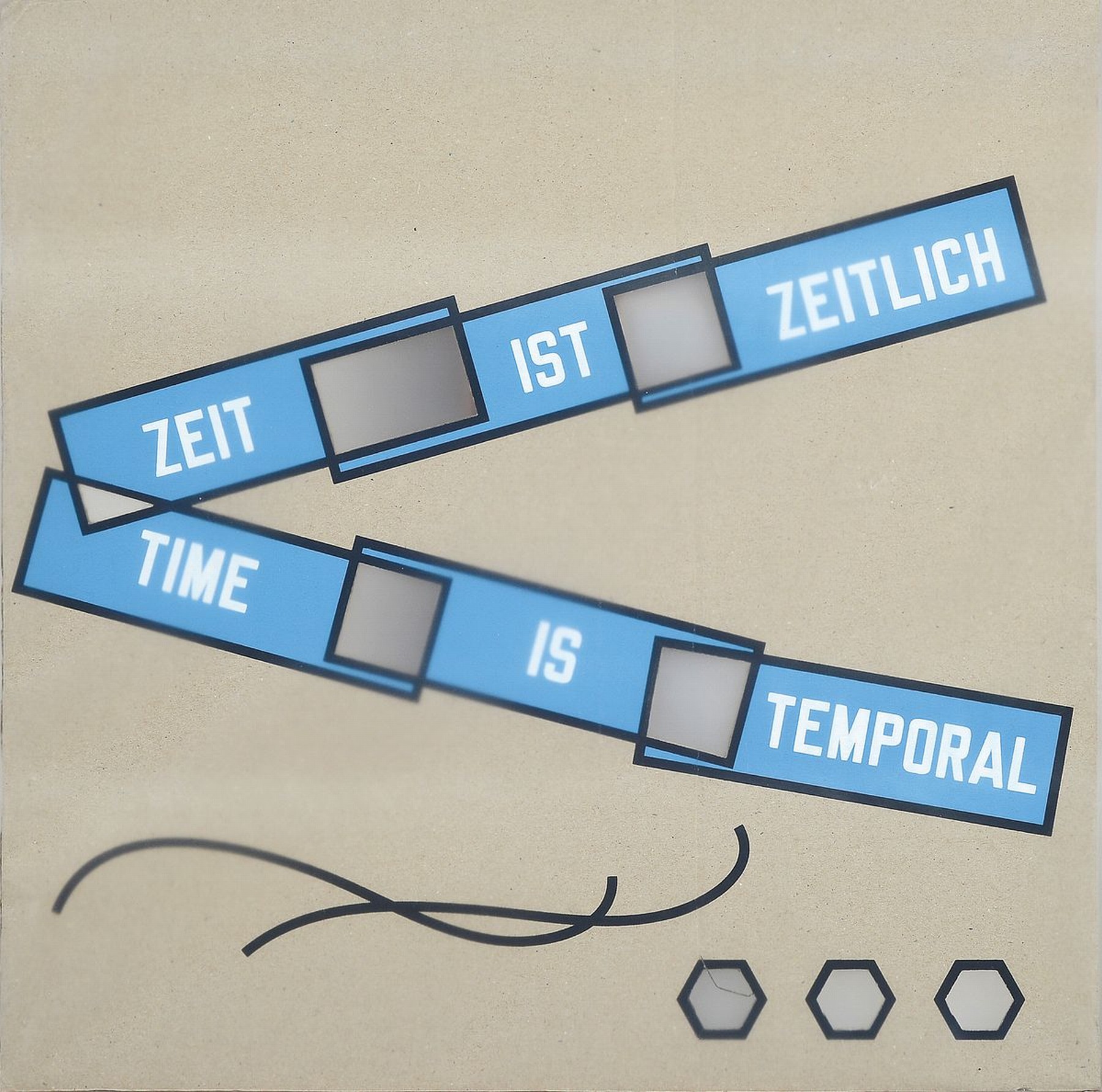 Lawrence Weiner, geb. 1942, "Zeit ist Zeitlich"", Vereinsgabe 2014, Kölnischer Kunstverein, Siebdruck mit Cutout auf Karton, ...