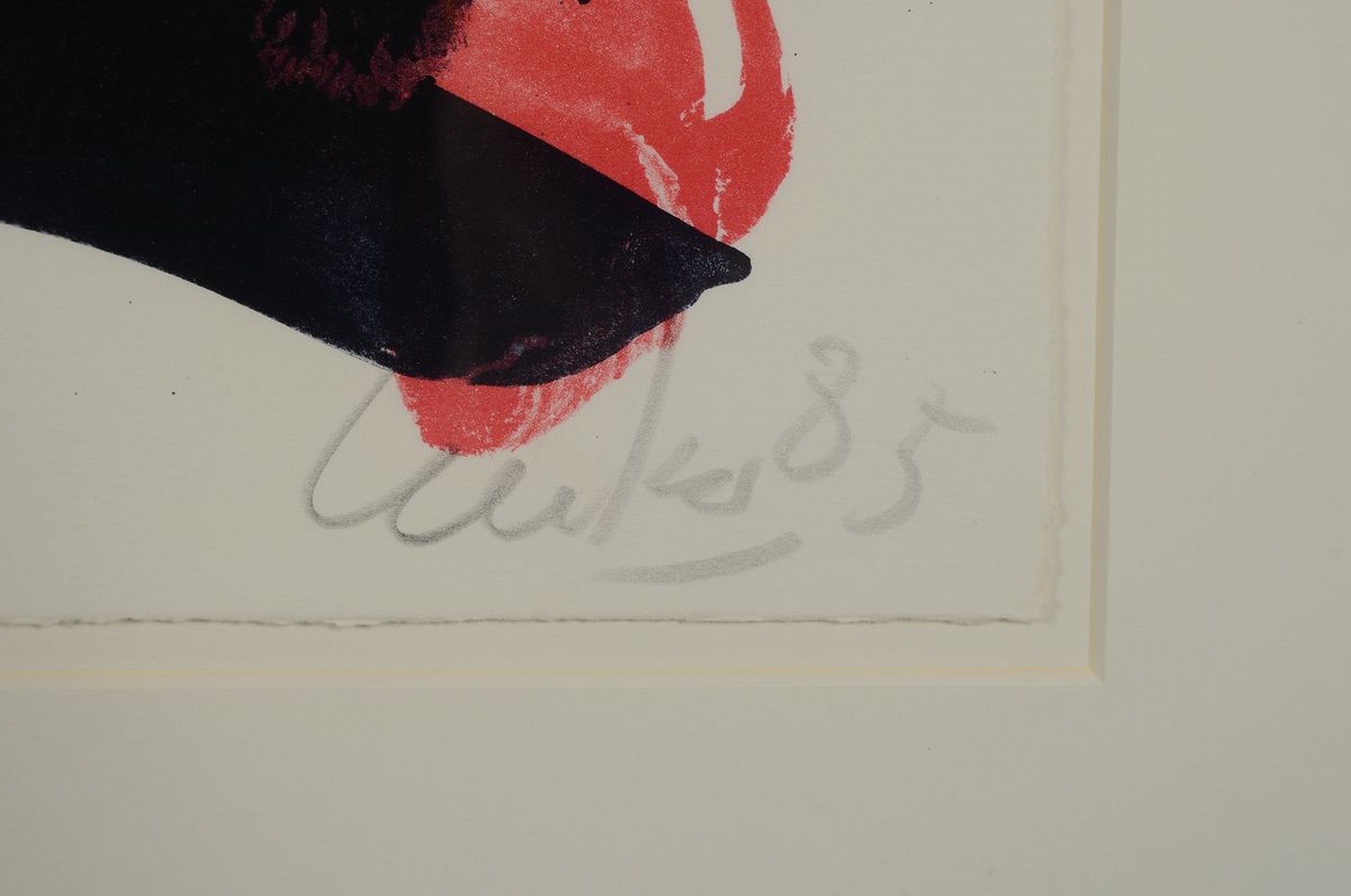 Detail a: Günther Uecker, geb. 1930, Farblithografie auf dickem Velin, farbenfrohes Blatt, handsigniert und num. 60/100, dat. 1985, Trockenstempel Erkerpresse ...