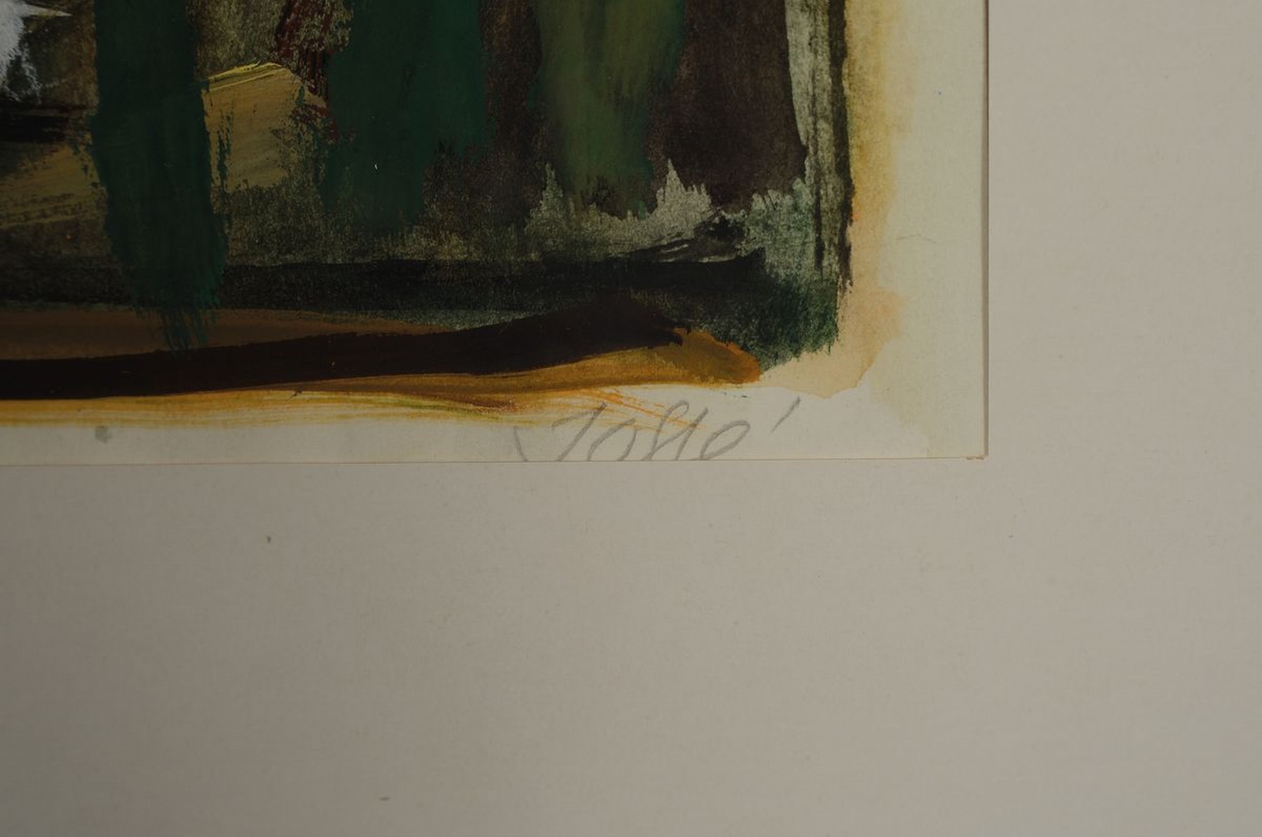 Detail a: Friedrich Jossé, 1897 Wolfstein-1994 Speyer,Reiterfigur, Gouache auf Papier, handsign., ca. 33x37cm, PP, u.Gl., R. ca. 51x71cm dazu Litho Marino ...