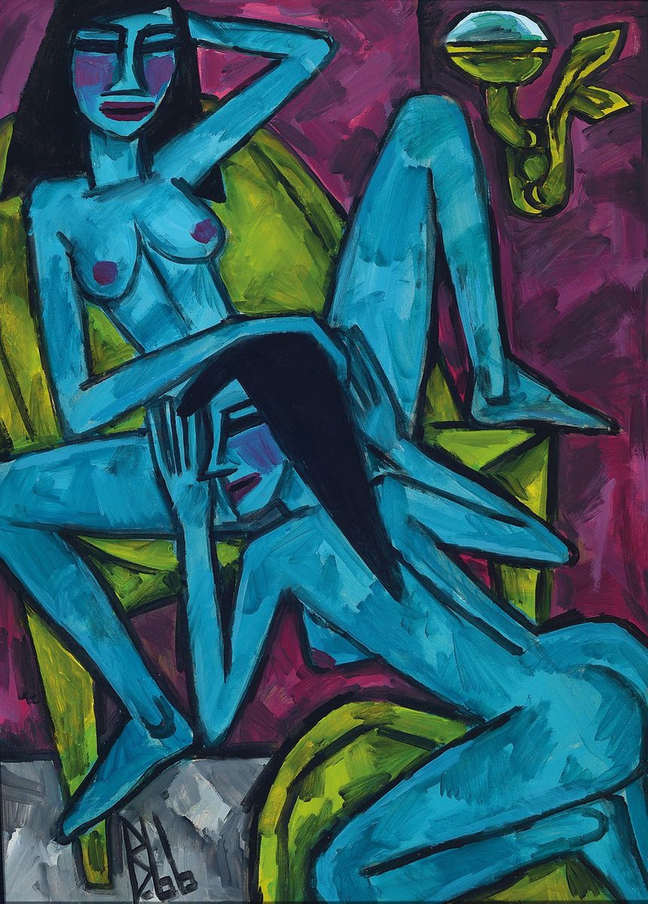 Berutscha, 1945 - 2013,erotisches Aktgemälde, Öl/Malplatte, rückseitig signiert und dat. 66, ca. 70 x 50 cm, Rahmen 72 x 52 cm