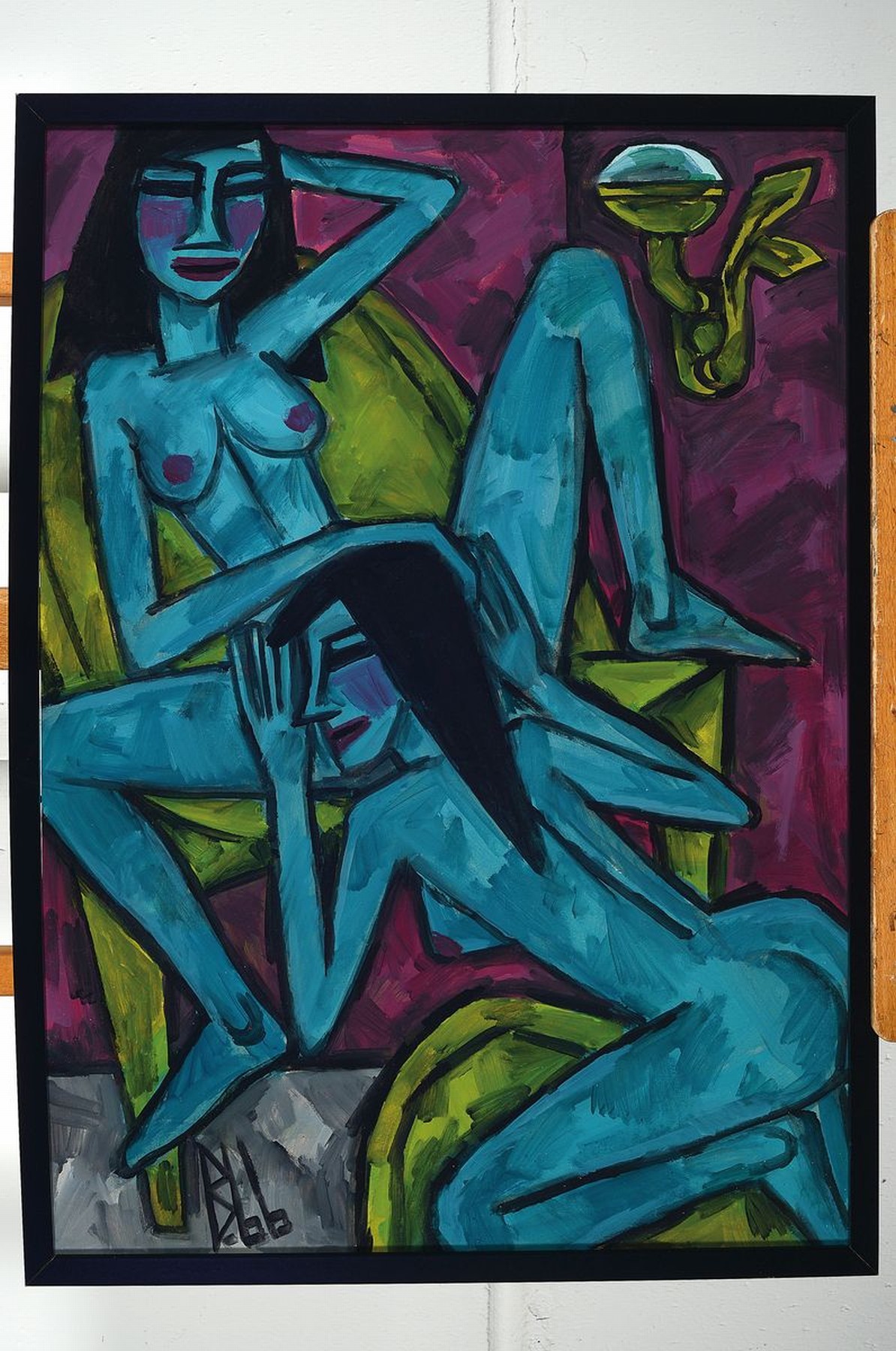 Detail k: Berutscha, 1945 - 2013,erotisches Aktgemälde, Öl/Malplatte, rückseitig signiert und dat. 66, ca. 70 x 50 cm, Rahmen 72 x 52 cm