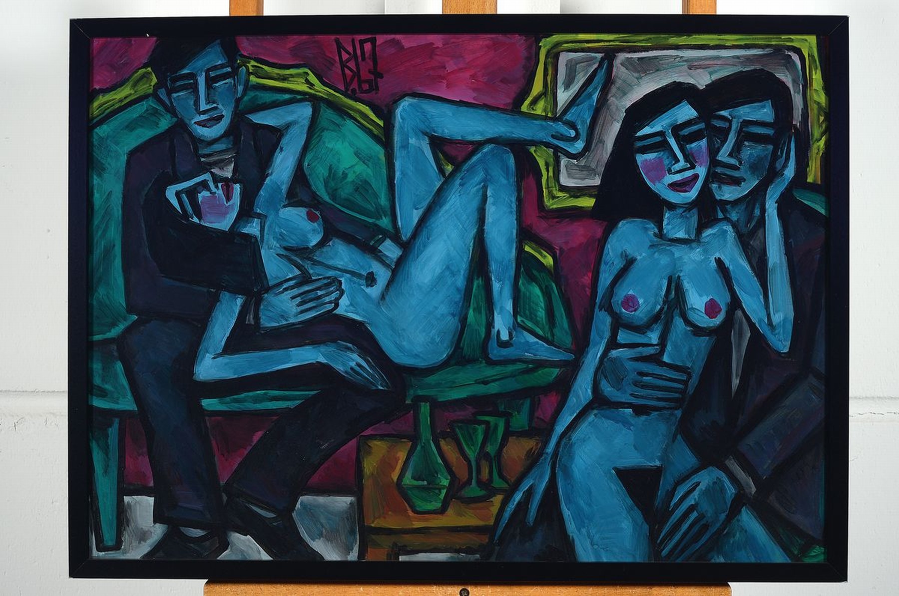 Detail k: Berutscha, 1945 - 2013,erotisches Aktgemälde, Öl/Malplatte, rückseitig signiert und dat. 66, ca. 70 x 50 cm, Rahmen 72 x 52 cm