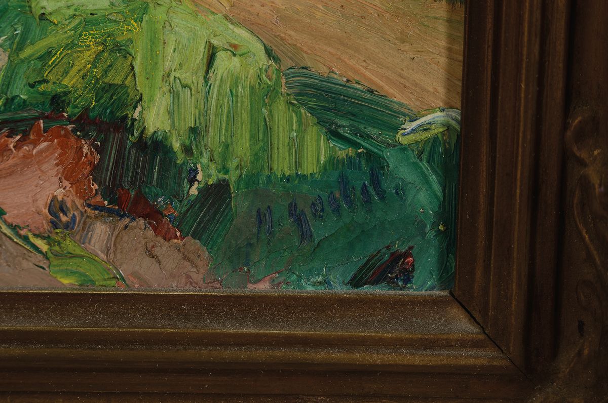 Detail a: Hermann Goebel, 1885 Dormagen-1945 Dobel, Studium an der Akademie bei Schmitt-Reutte und Trübner, 1920 Berufung zum Professor und Leiter der ...