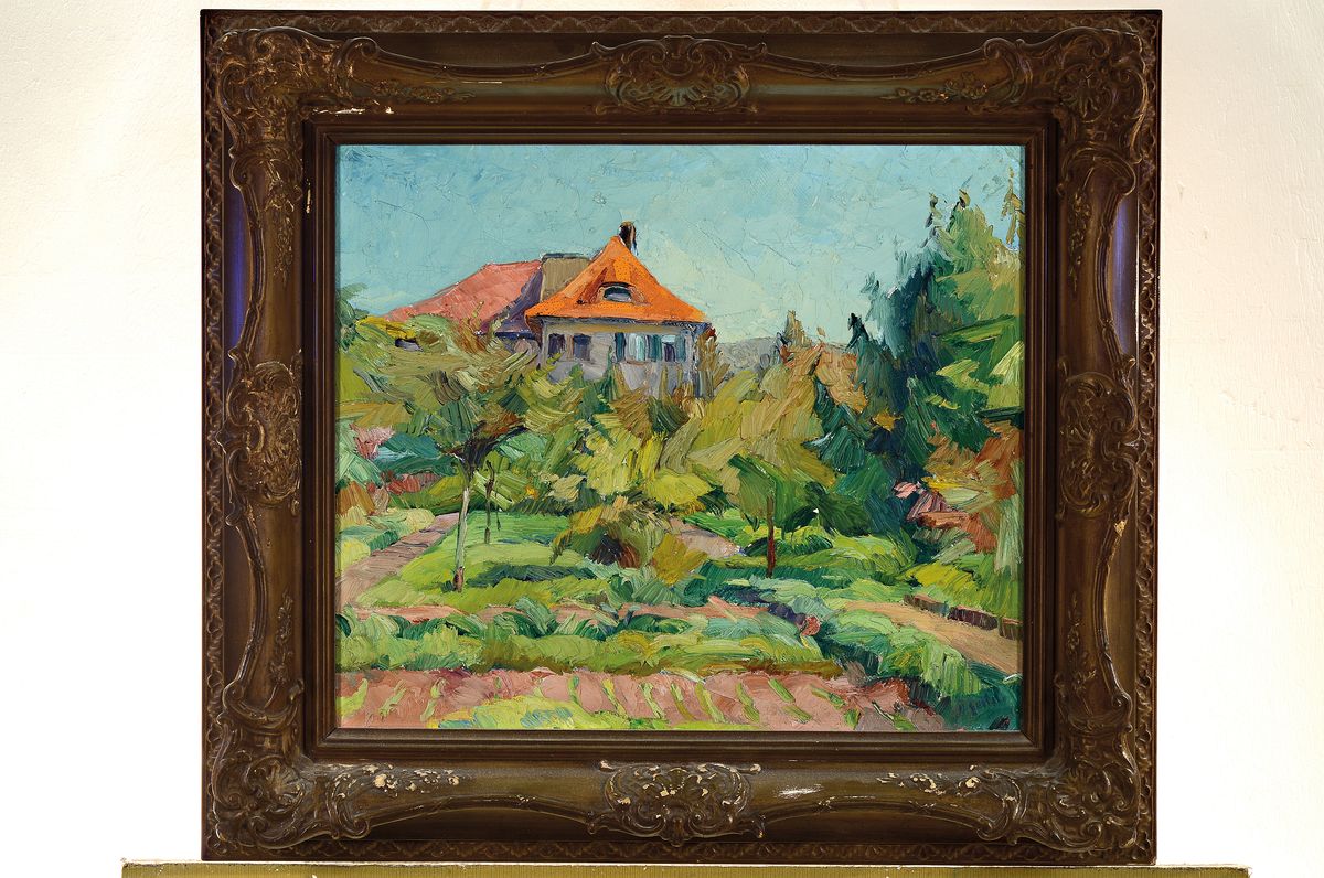 Detail k: Hermann Goebel, 1885 Dormagen-1945 Dobel, Studium an der Akademie bei Schmitt-Reutte und Trübner, 1920 Berufung zum Professor und Leiter der ...