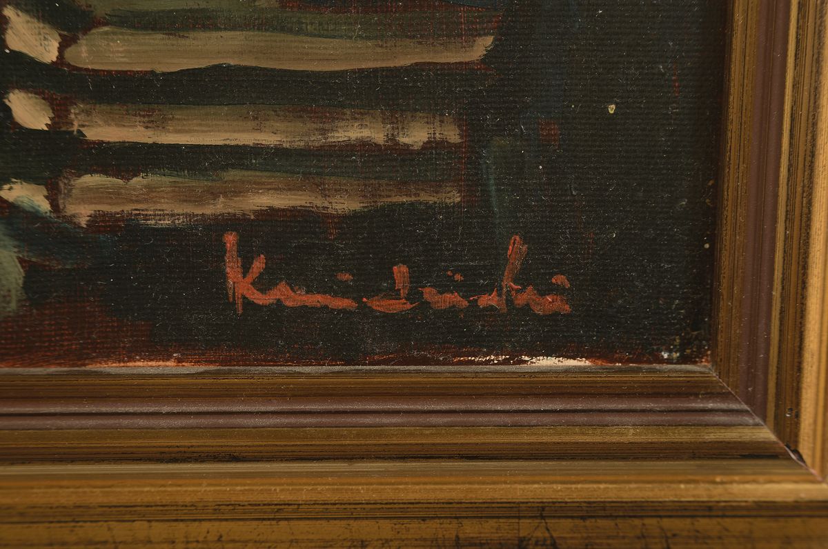 Detail a: Unleserlich signiert: Kaminski (?), Künstlerdes 20.Jh., sommerliche Marktszene, Auflösung in farbigem Duktus, rechts unten signiert, Öl/Lwd, ...