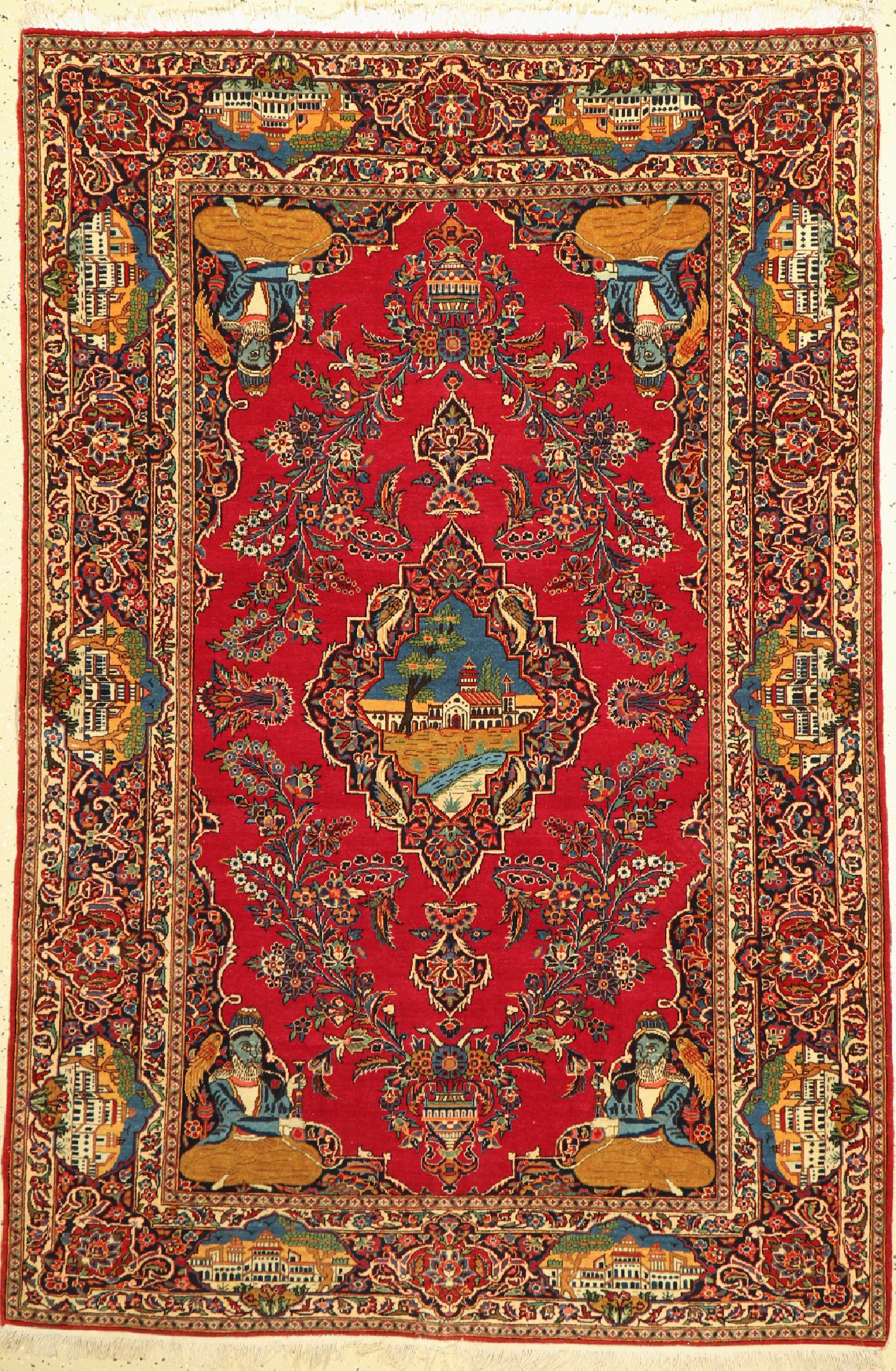 Keschan Kork alt, Persien, um 1950, Korkwolle, ca. 200 x 135 cm, gereinigt, EHZ: 2, (leichter Mottenfraß am Rand).