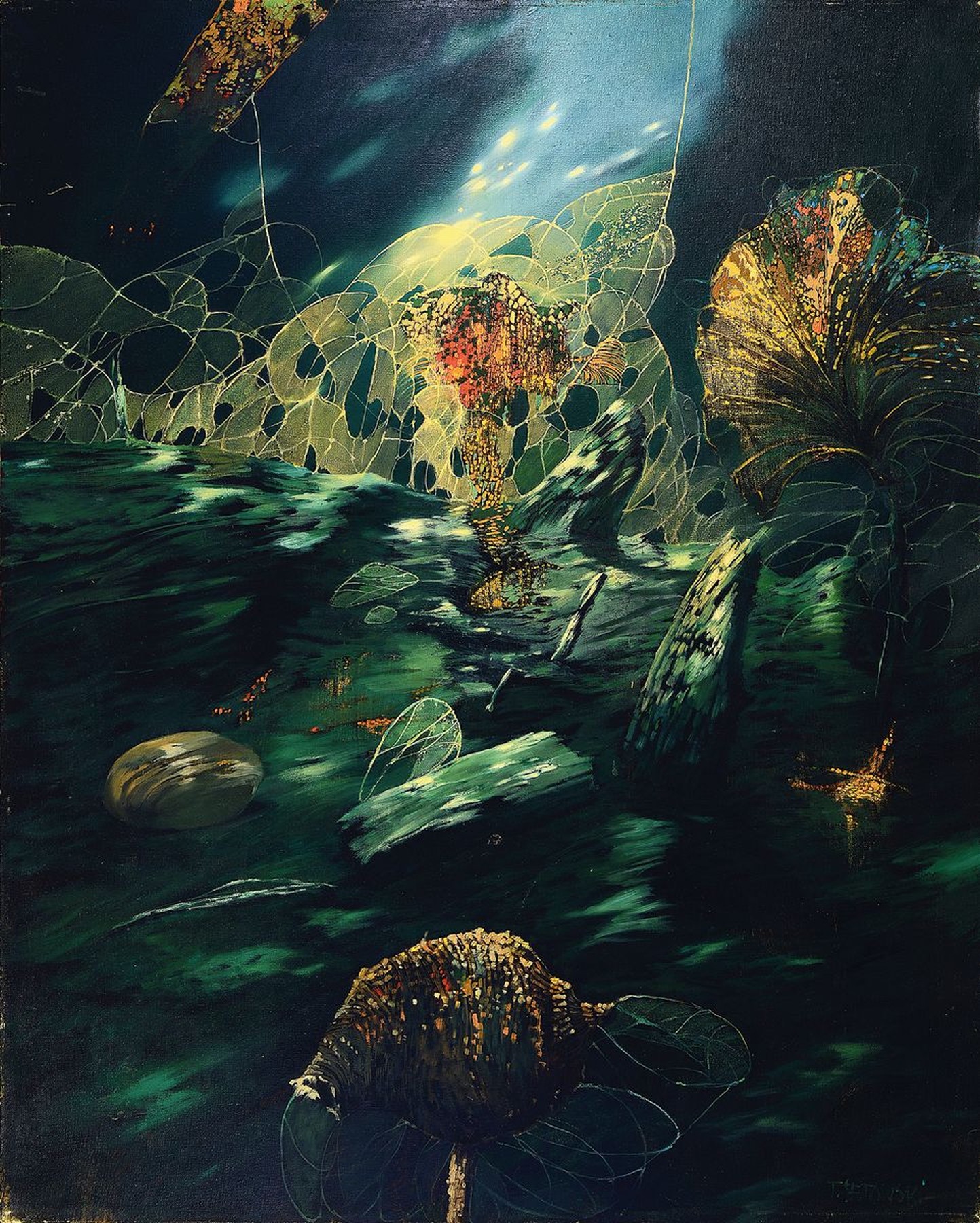 Tomasz Setowksi, geb. 1961 Czestochowa/Polen, Meeresuntergrund, Acryl/Leinwand, signiert, rückseitig bez. Collection Störk 1991, ca. 102 x 82 cm, ...